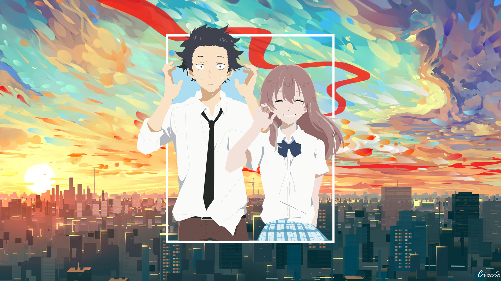 Laden Sie das Animes, Shouko Nishimiya, Shoya Ishida, Koe No Katachi-Bild kostenlos auf Ihren PC-Desktop herunter