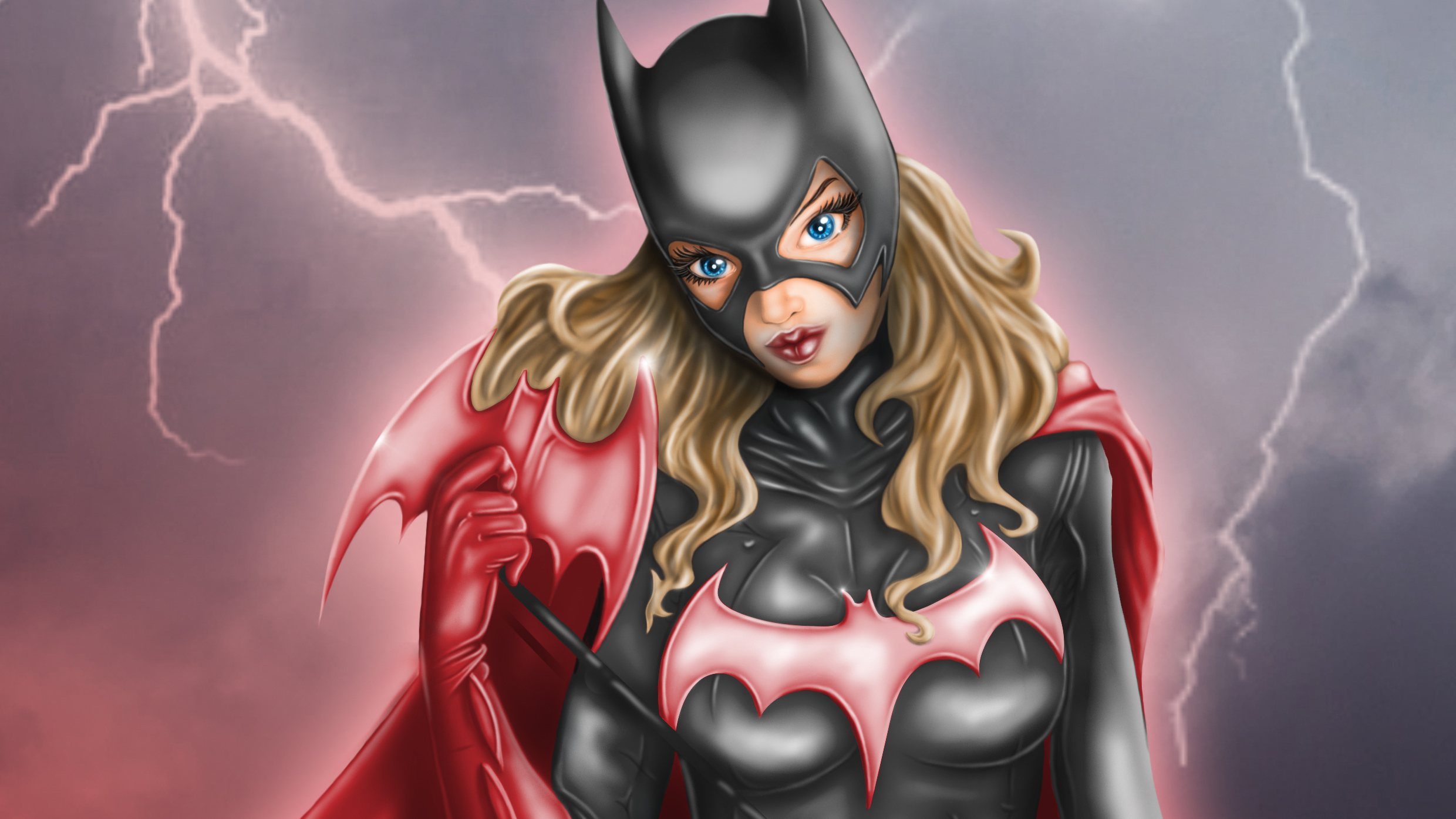 Handy-Wallpaper Blaue Augen, Blondinen, Comics, The Batman, Dc Comics, Lippenstift, Batgirl kostenlos herunterladen.