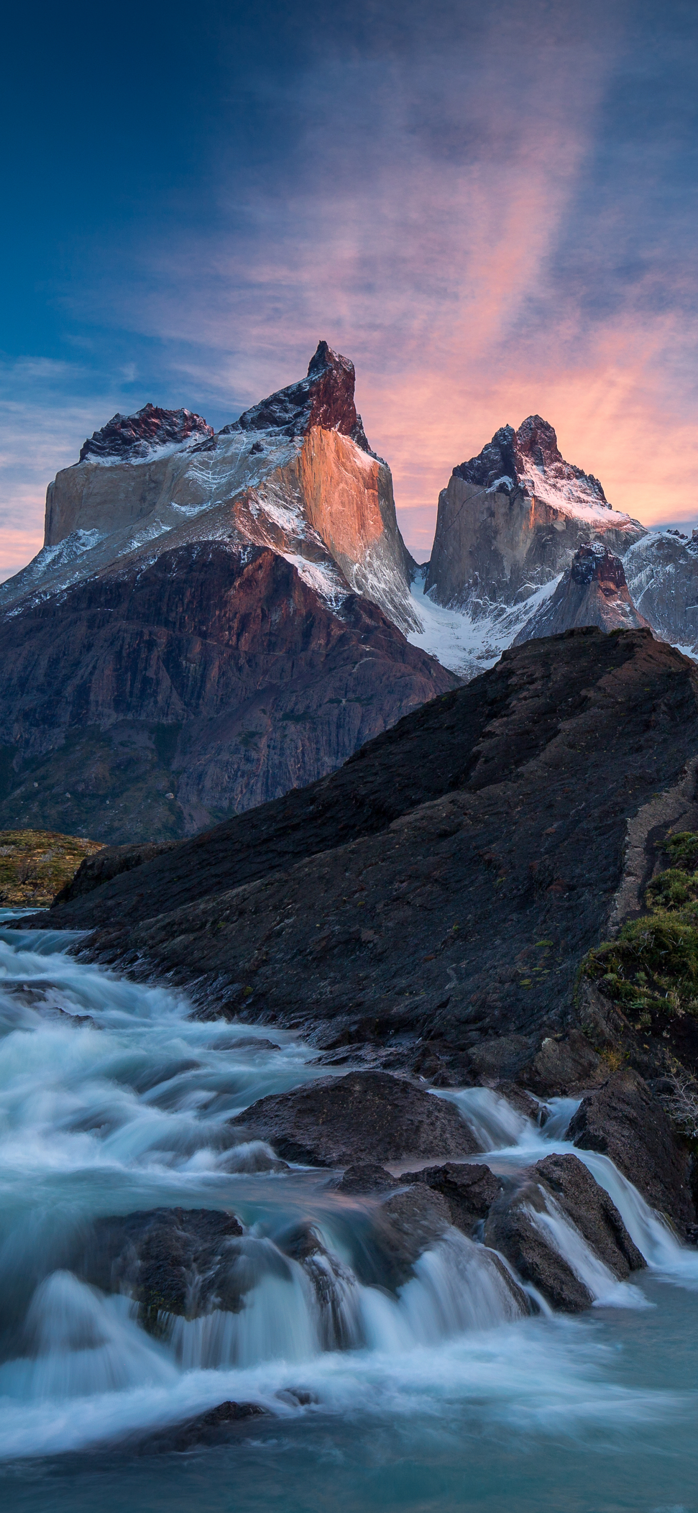 1170866壁紙のダウンロード地球, トレス デル パイネ, 滝, チリ, パタゴニア, 山, 風景, 山岳-スクリーンセーバーと写真を無料で