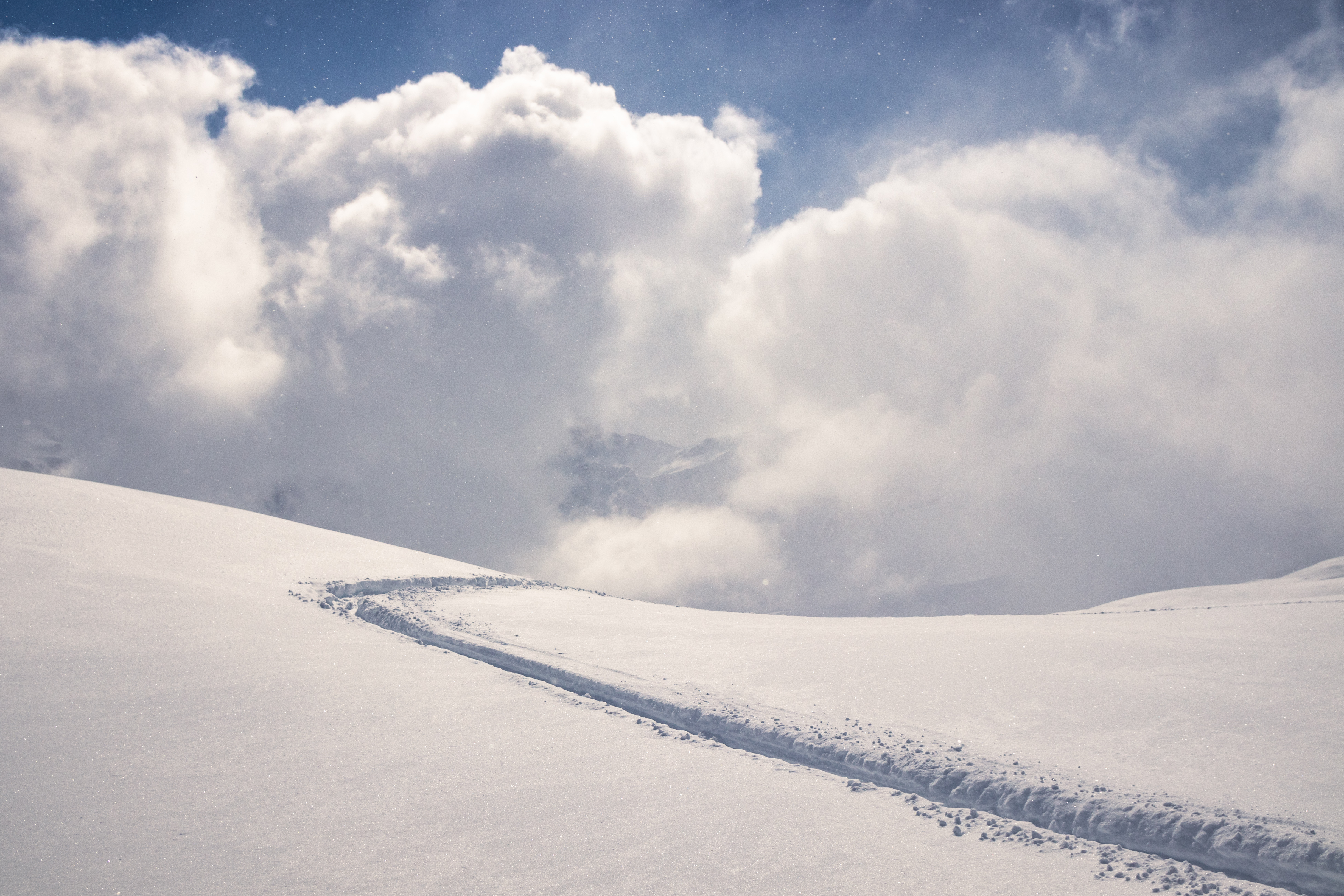 Download mobile wallpaper Snow, Slope, Path, Hill, Nature for free.