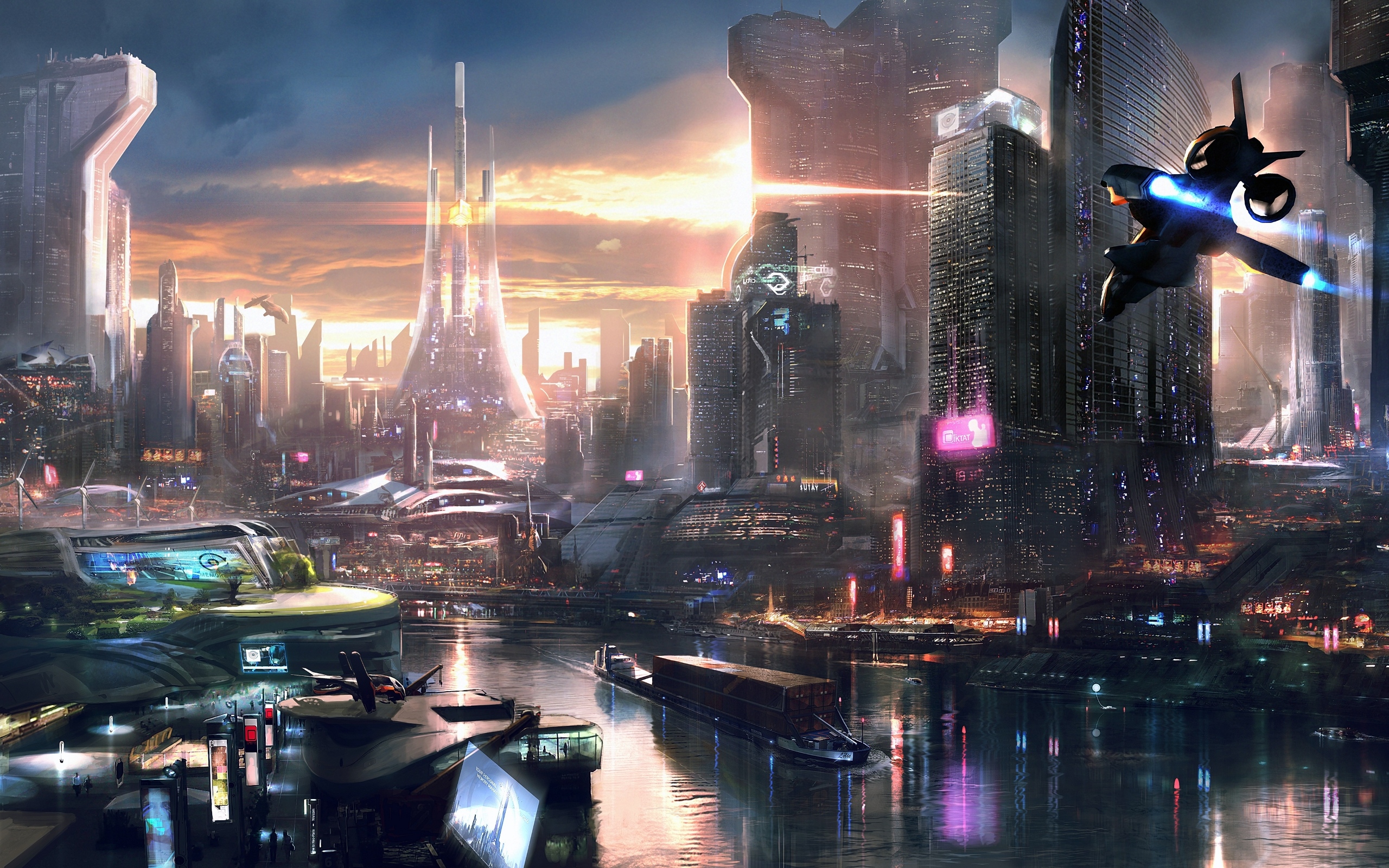 video game, adrift, city, sci fi, spaceship