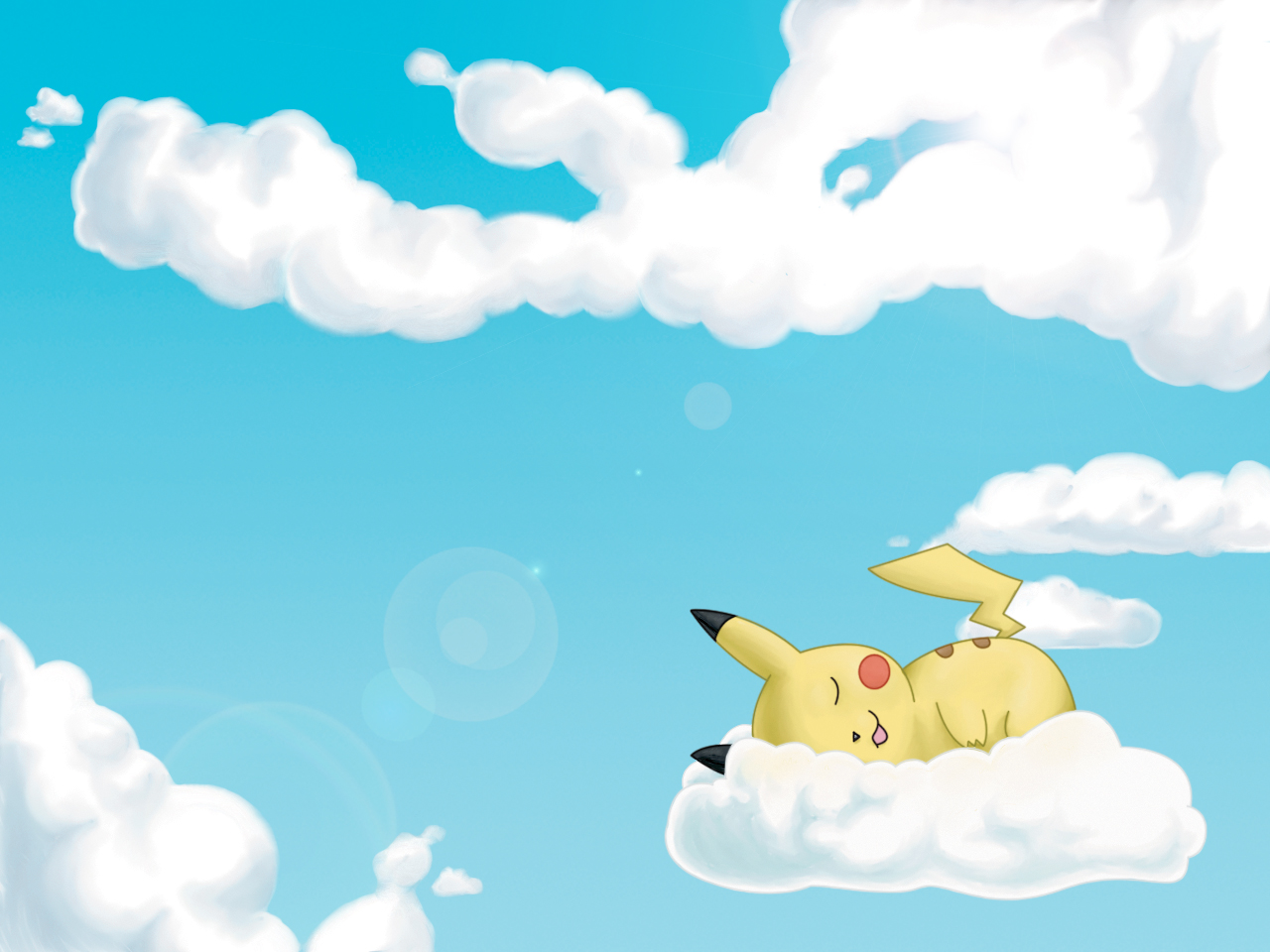 cloud, pokémon, pikachu, sleeping, video game