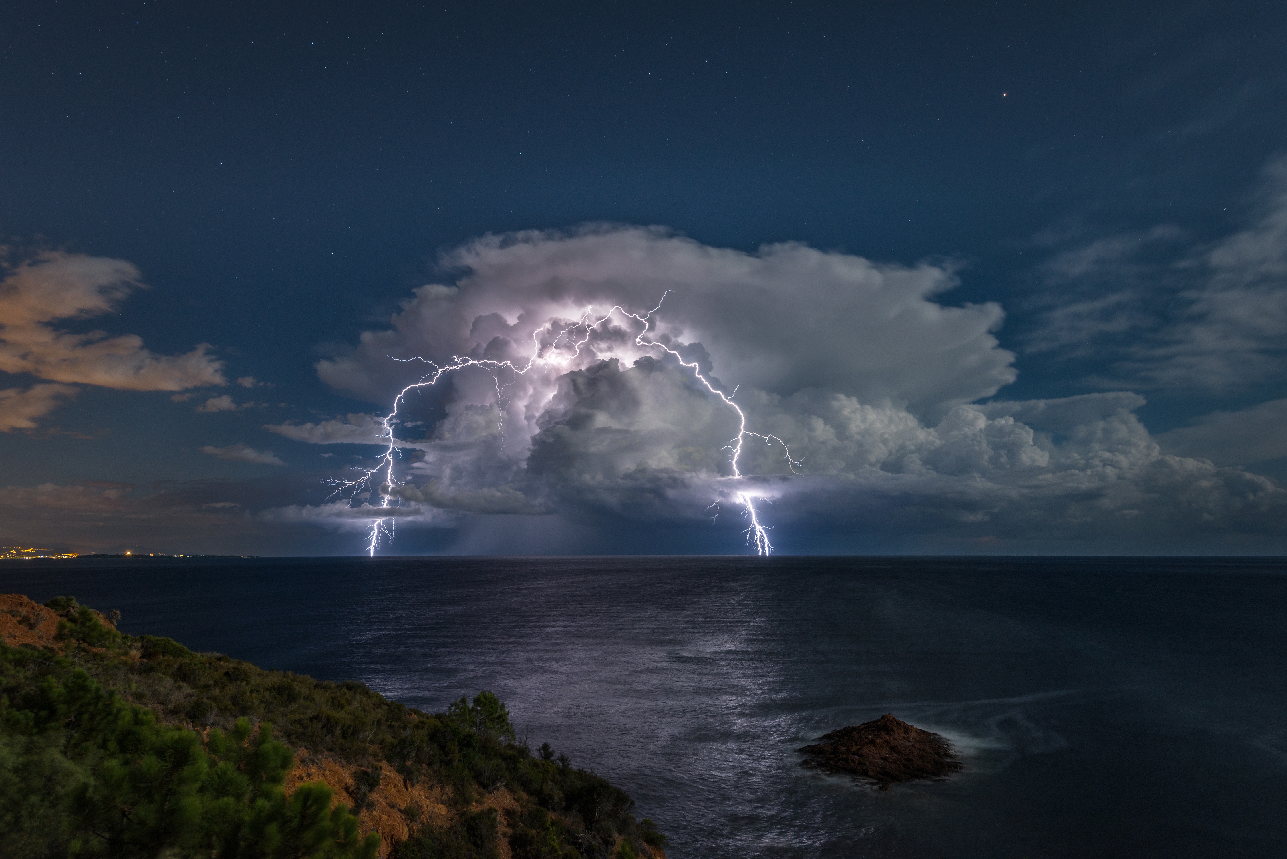 Download mobile wallpaper Sky, Sea, Lightning, Storm, Cloud, Photography for free.
