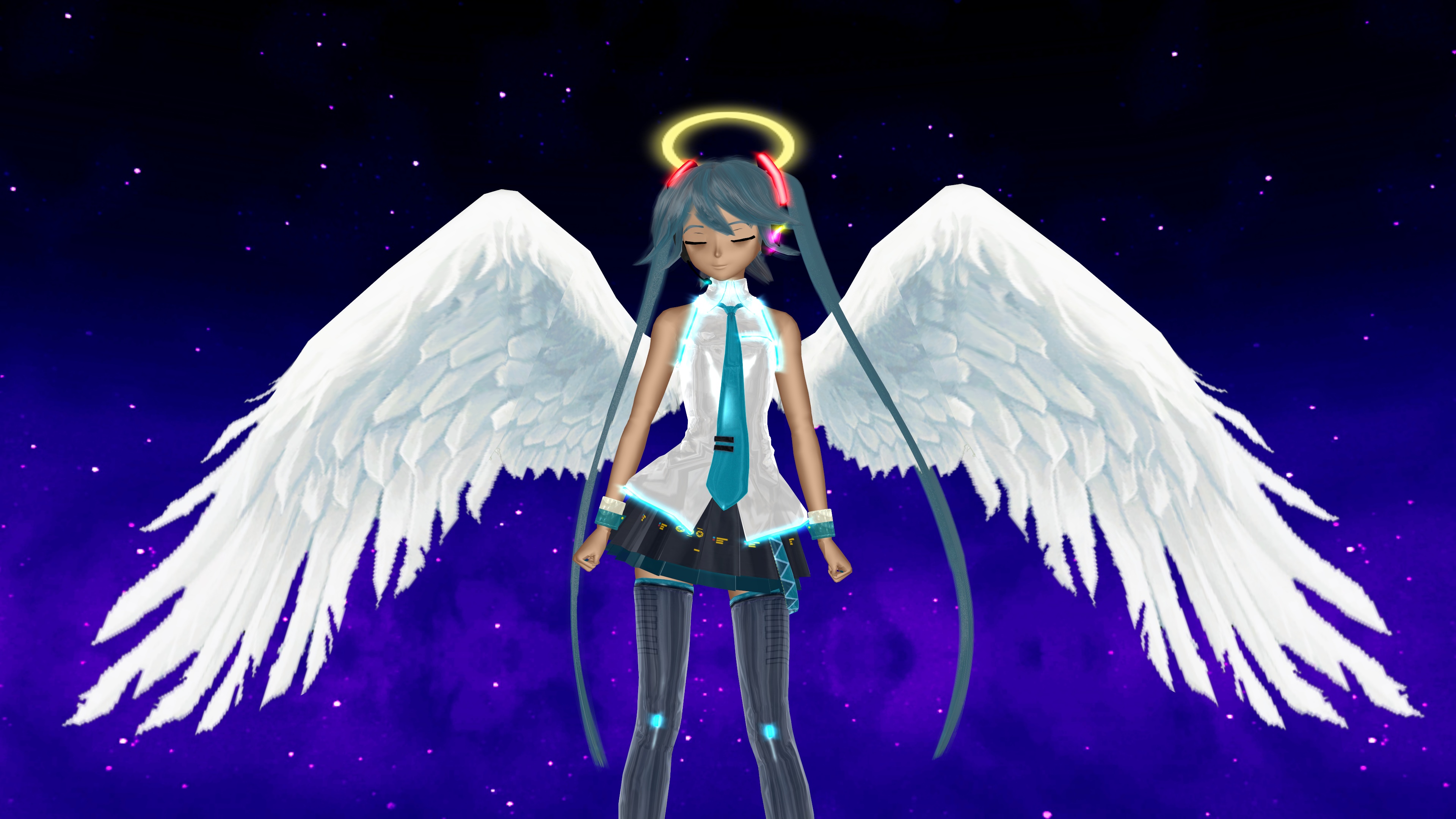 Baixar papel de parede para celular de Anime, Anjo, Vocaloid, Cabelo Azul, Hatsune Miku gratuito.