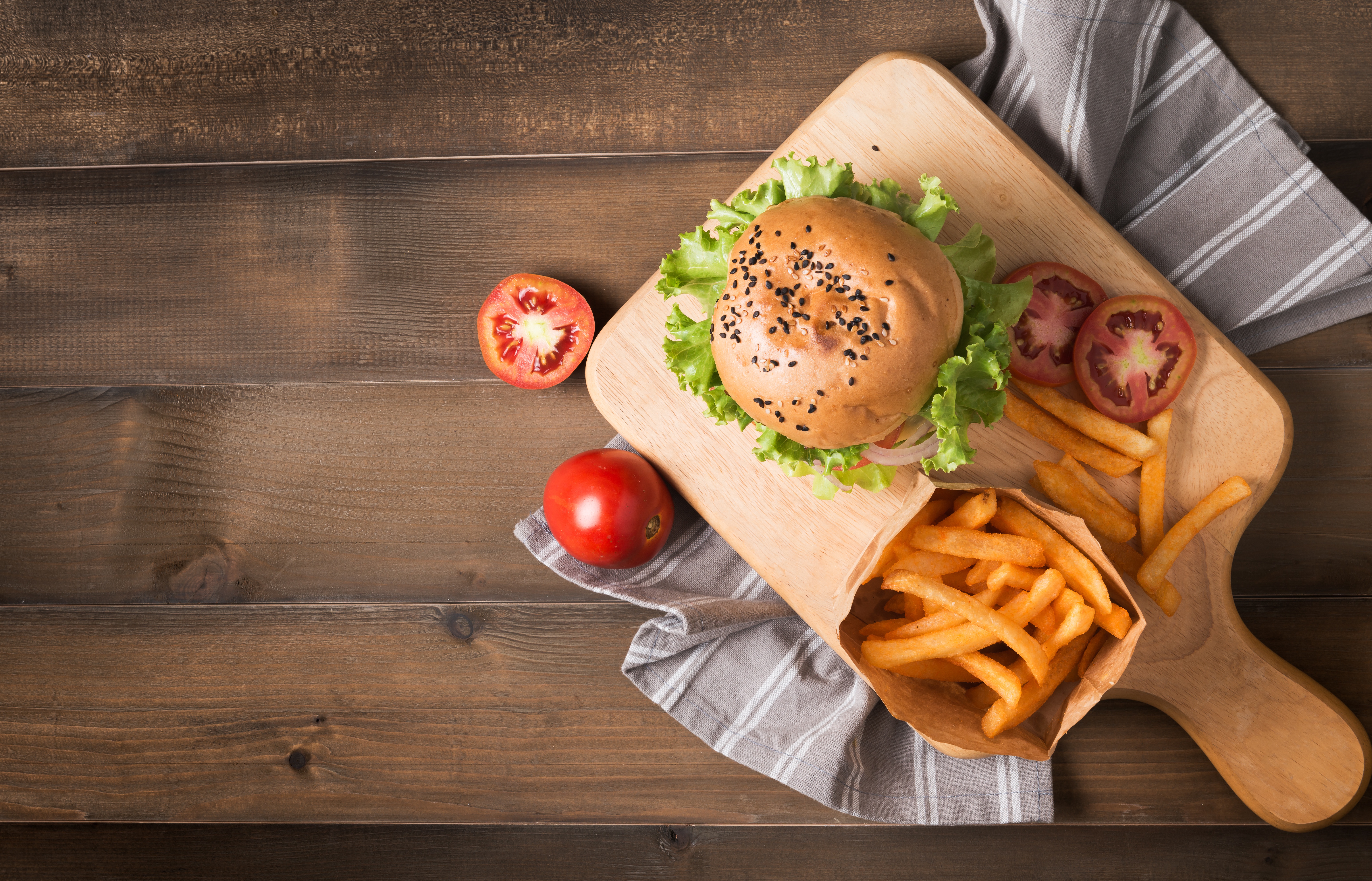 Laden Sie das Hamburger, Nahrungsmittel, Stillleben, Pommes Frittes-Bild kostenlos auf Ihren PC-Desktop herunter
