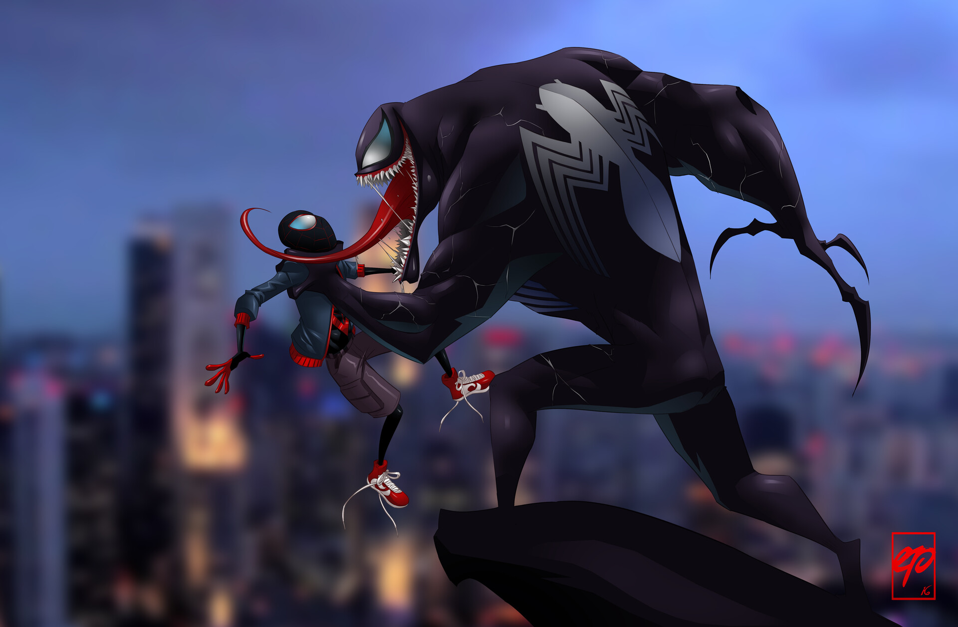 Free download wallpaper Spider Man, Venom, Comics, Miles Morales on your PC desktop