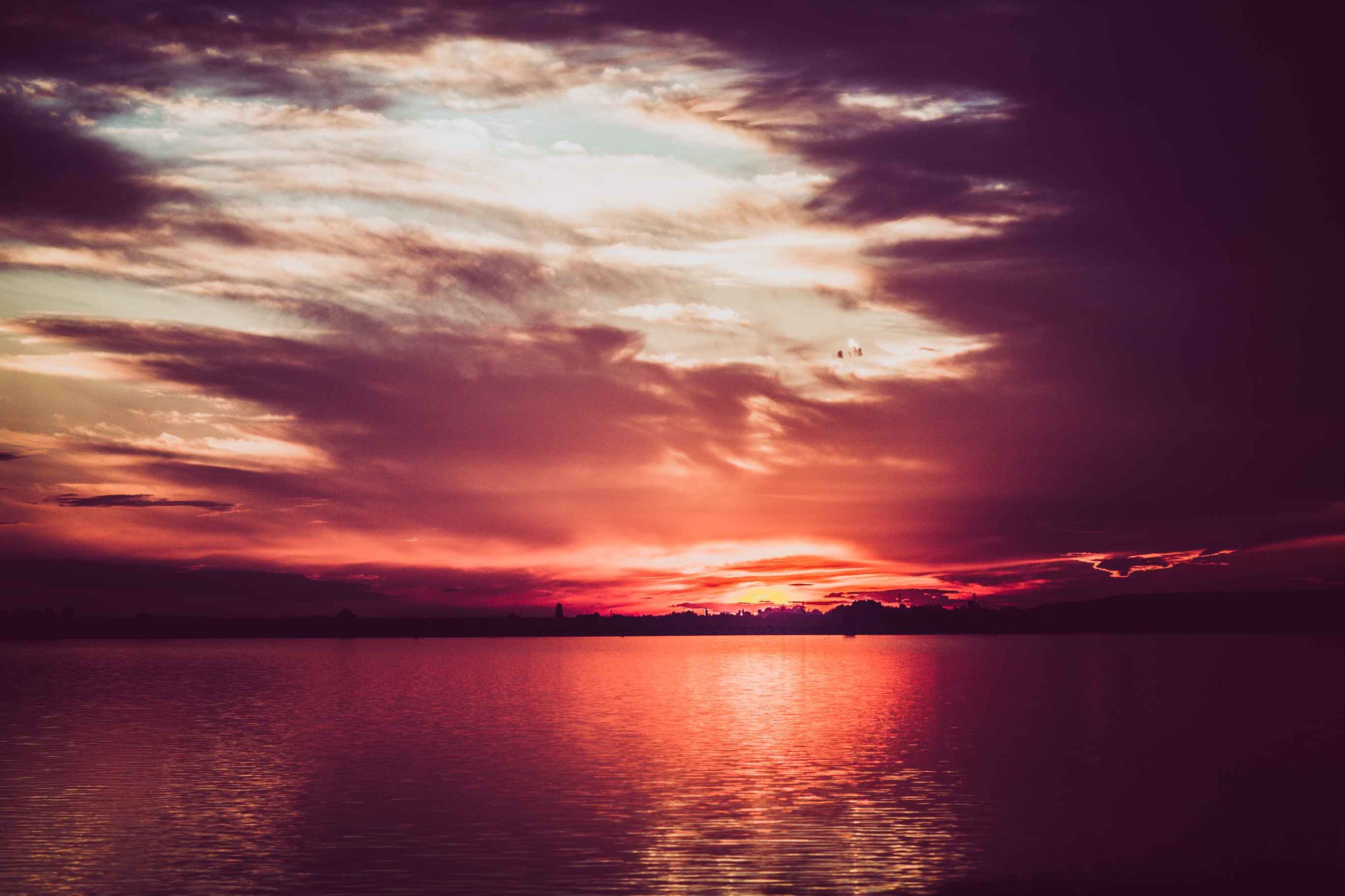 Download mobile wallpaper Clouds, Rivers, Sunset, Nature for free.