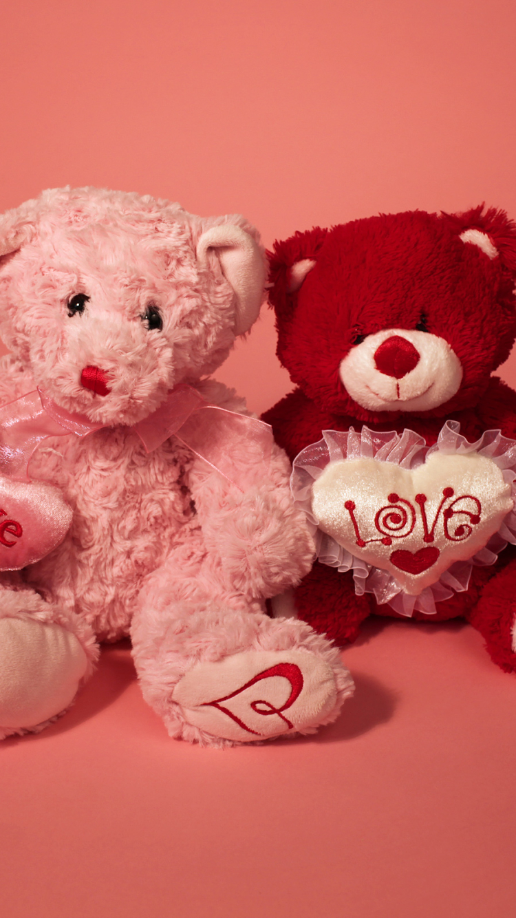 Скачати мобільні шпалери День Святого Валентина, Ведмедик Тедді, Свято, Кохання, М'яка Іграшка безкоштовно.