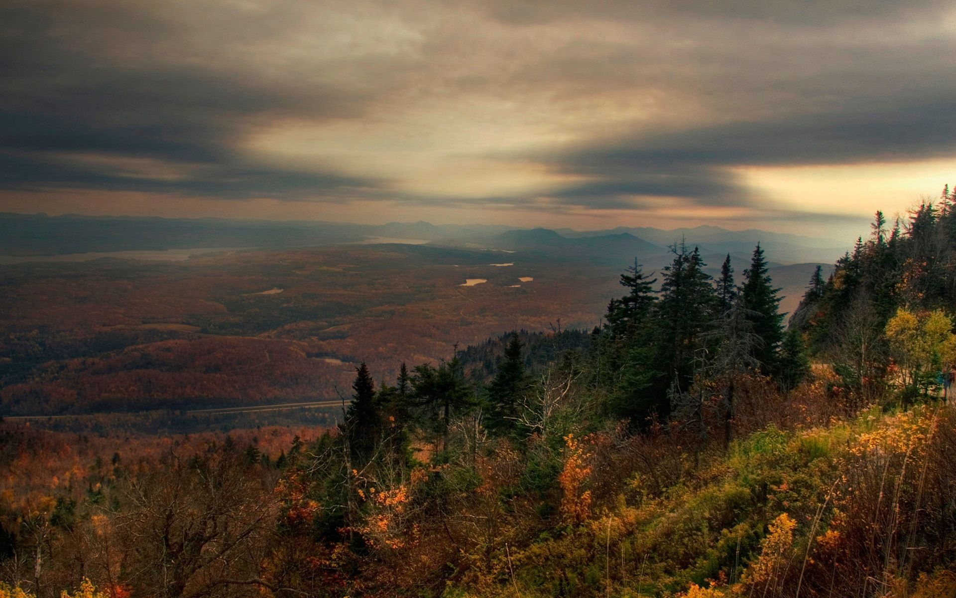 Laden Sie das Nebel, Höhe, Abend, Natur, Wald, Wolken, Herbst-Bild kostenlos auf Ihren PC-Desktop herunter