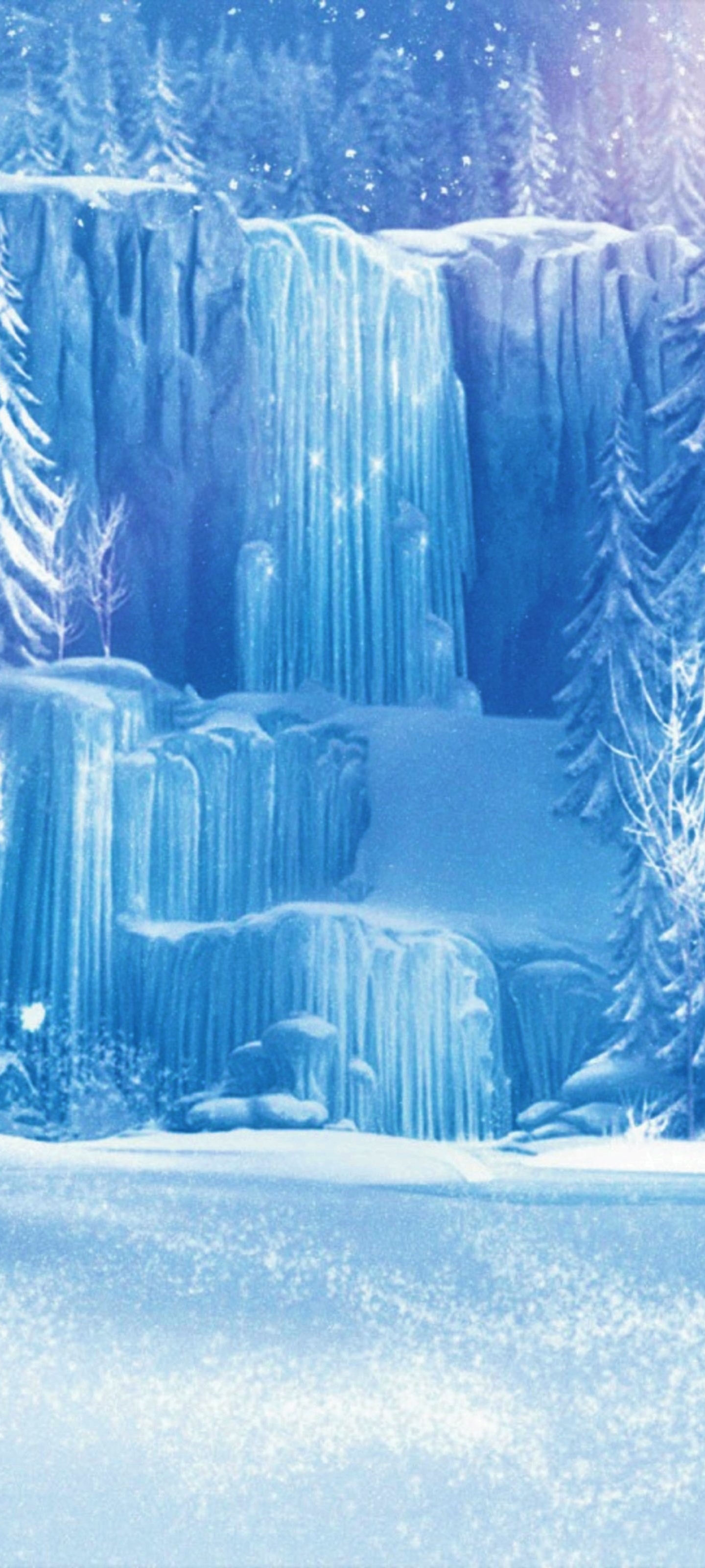 Download mobile wallpaper Winter, Snow, Waterfall, Artistic for free.