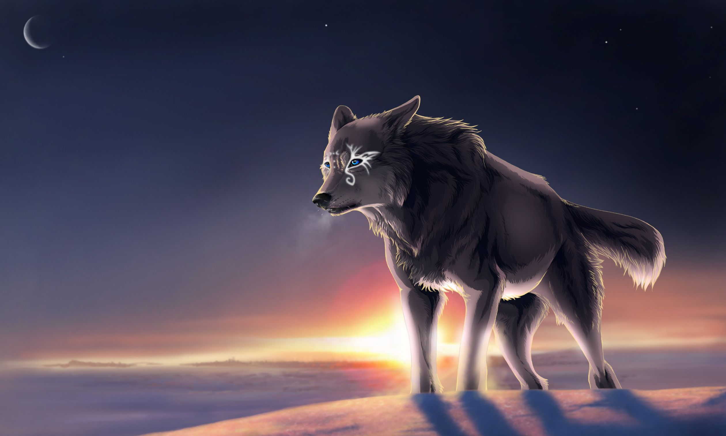 Free download wallpaper Dog, Grey, Wolf, Animal, Artistic on your PC desktop