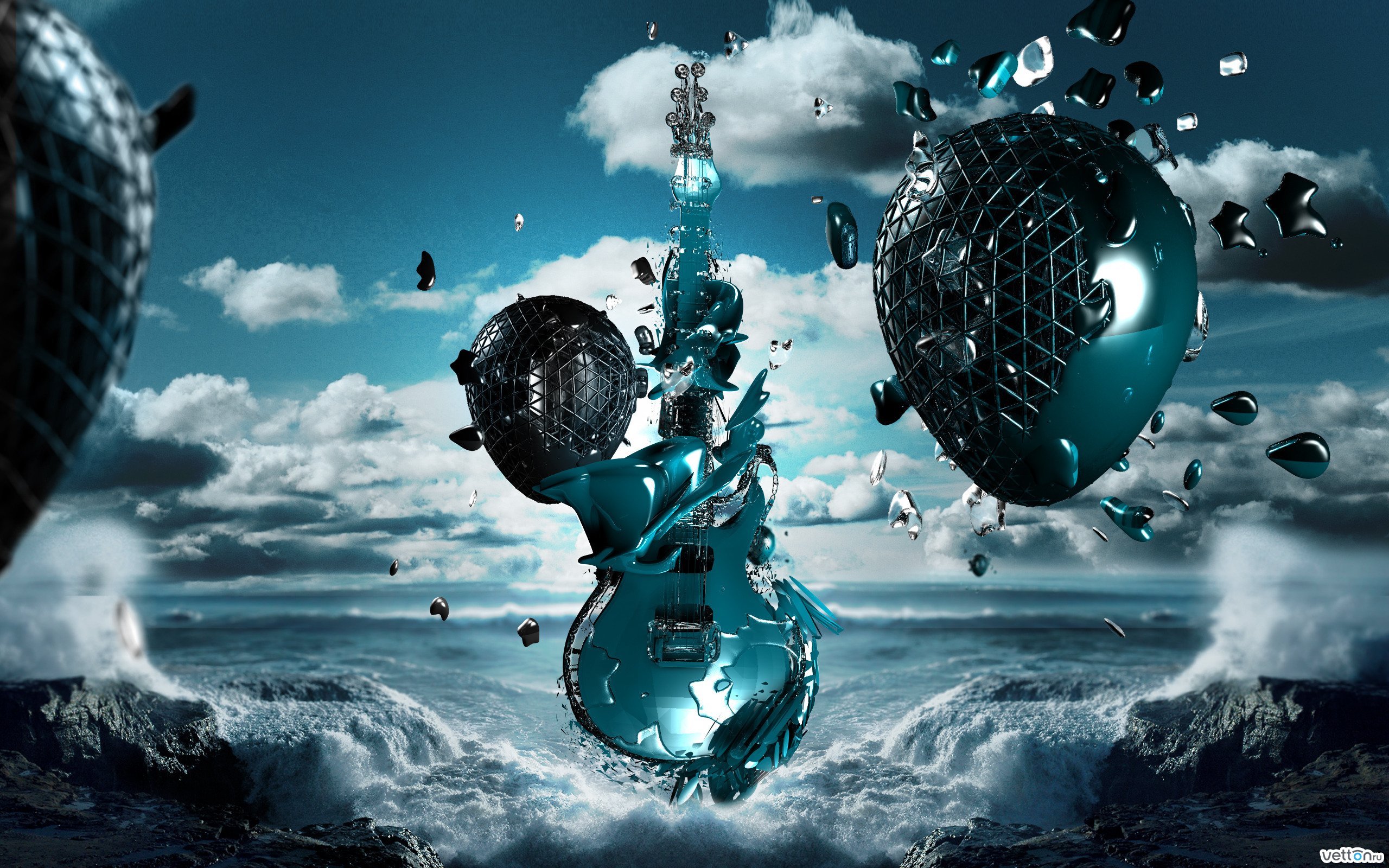 music, guitars, art, turquoise wallpapers for tablet