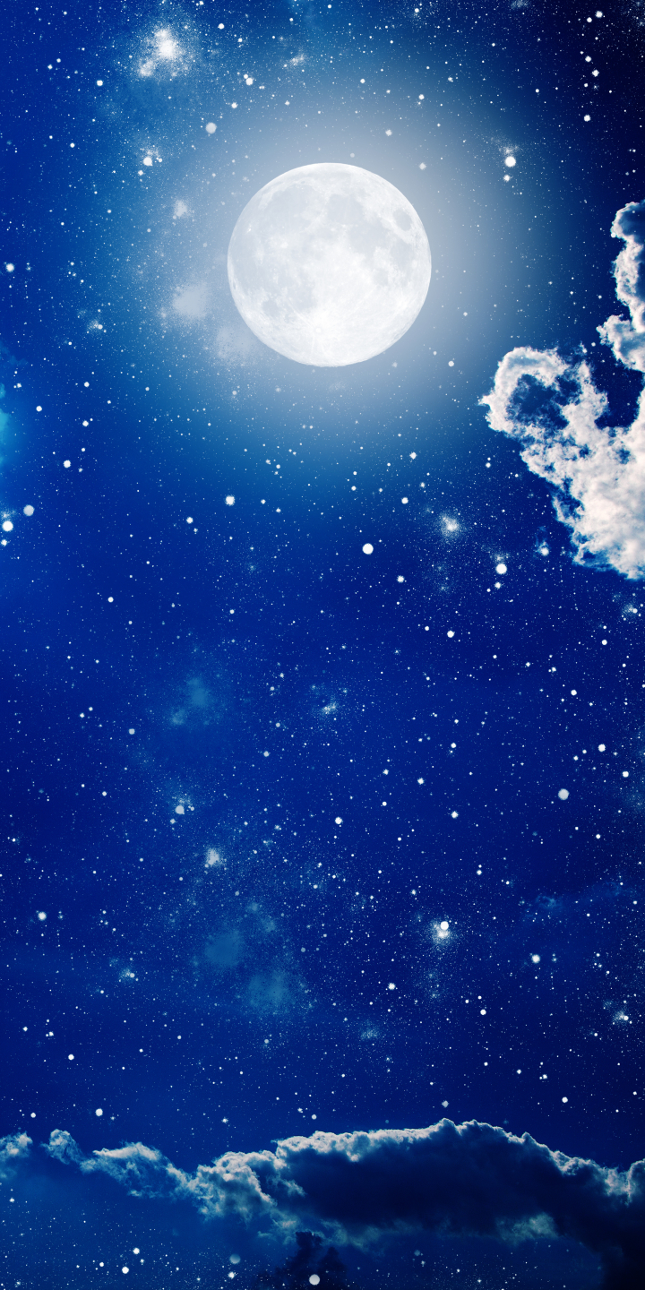 無料モバイル壁紙青い, 月, 地球, 出演者, 夜, 空をダウンロードします。