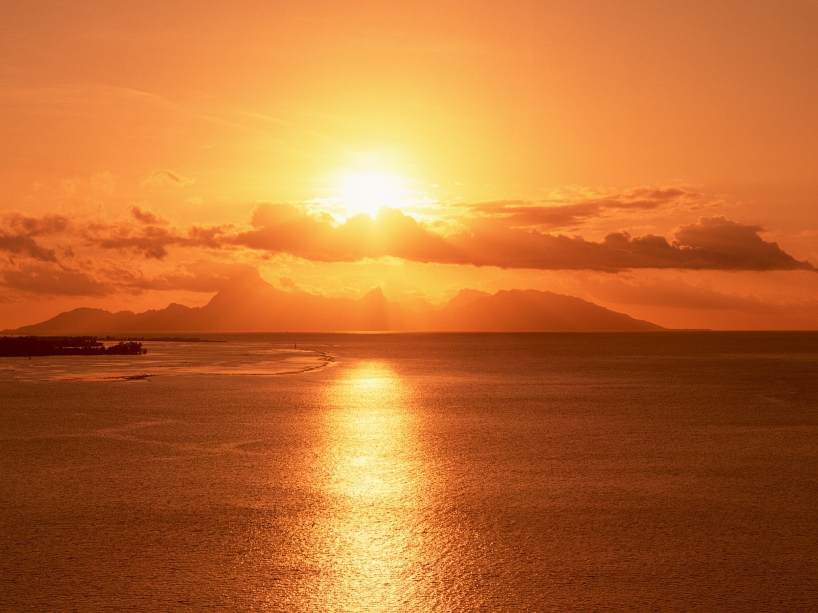 PCデスクトップに日没, 海, オレンジ, 雲, 風景画像を無料でダウンロード