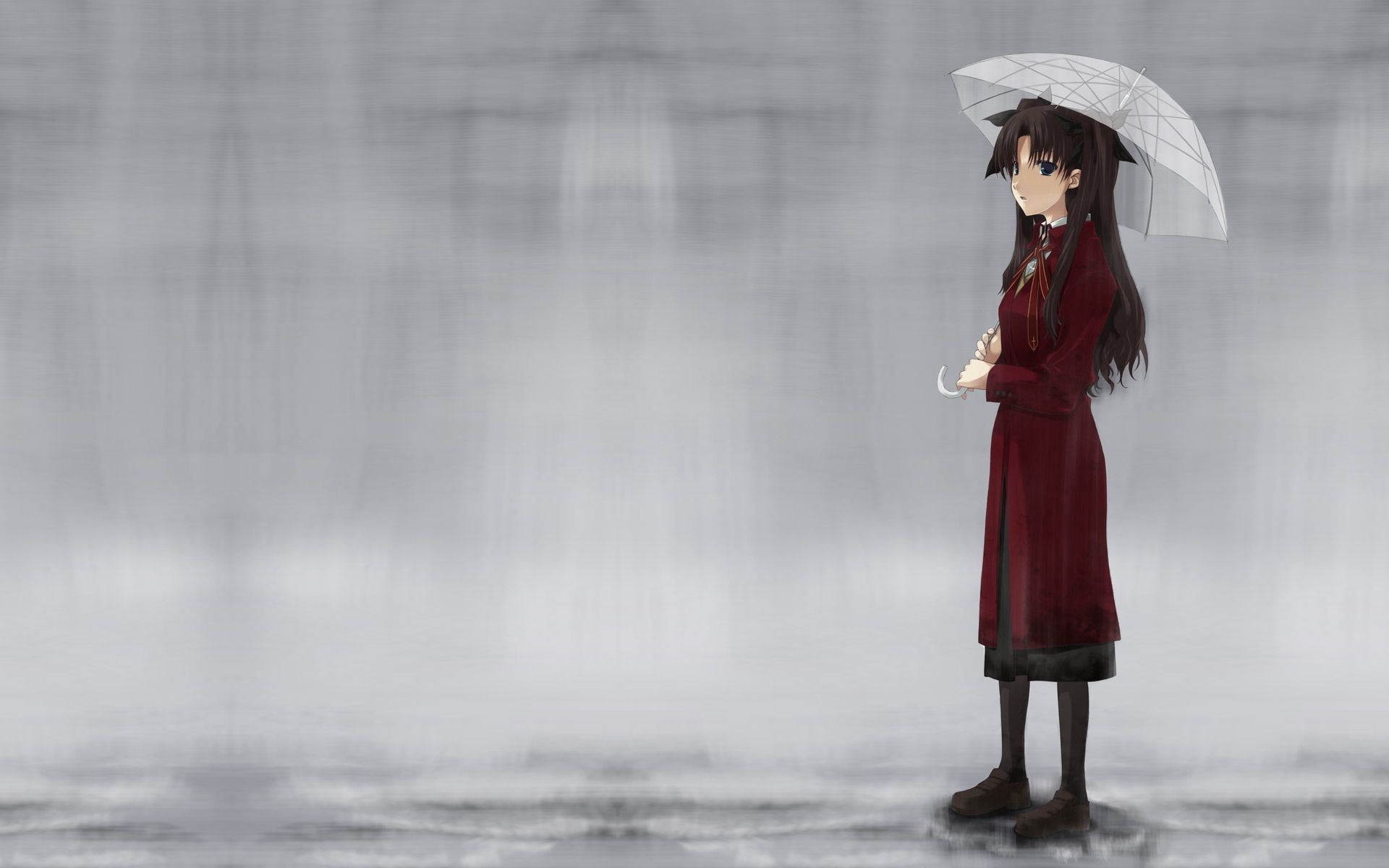 156950 завантажити картинку аніме, дощ, дівчина, прогулянка, прогулятися, парасолька - шпалери і заставки безкоштовно