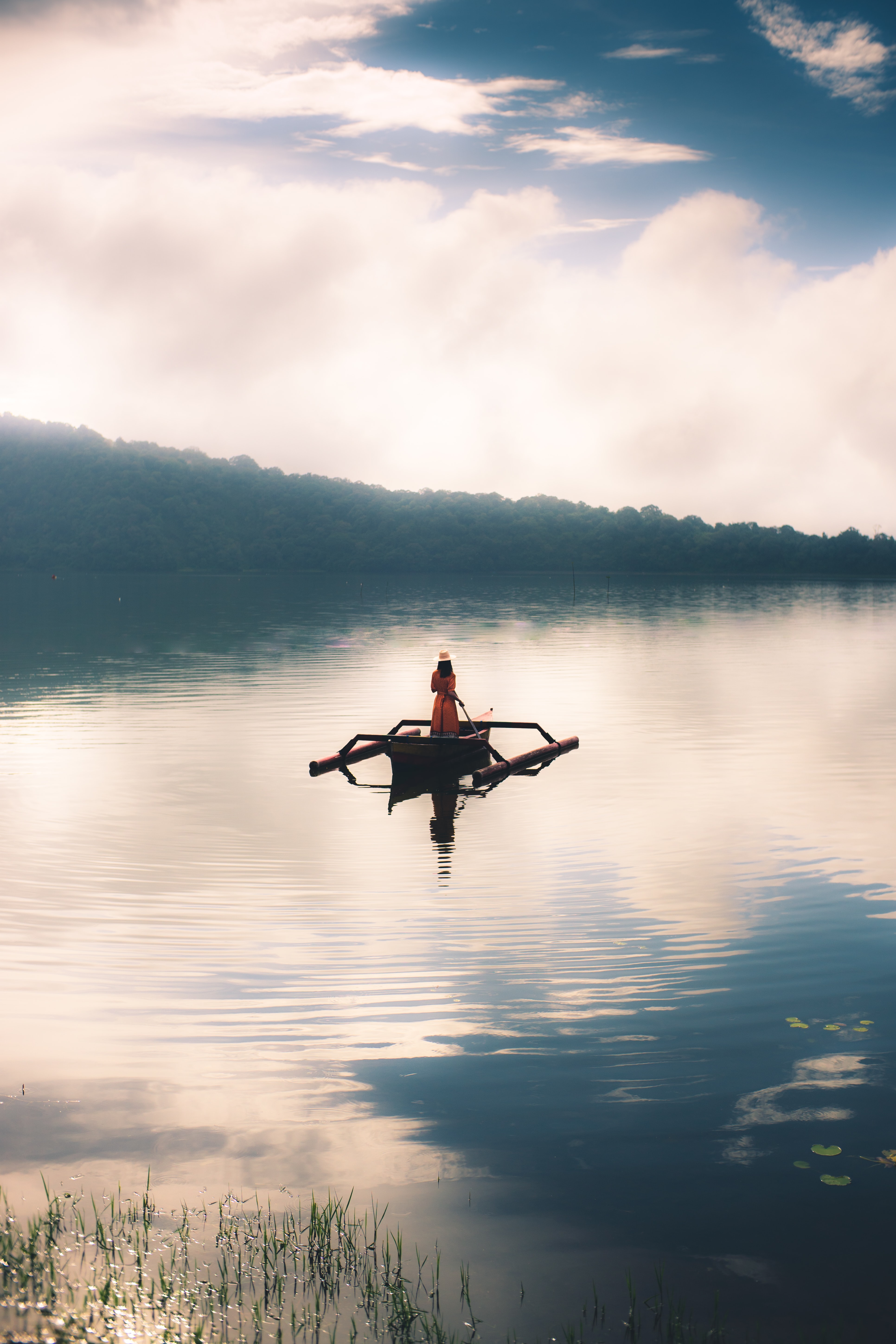 Free download wallpaper Lake, Miscellanea, Miscellaneous, Loneliness, Boat, Girl on your PC desktop