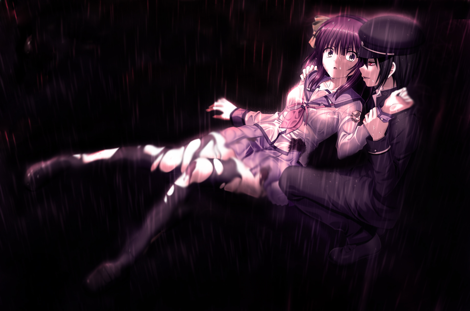 Descarga gratuita de fondo de pantalla para móvil de Lluvia, Oscuro, Animado, Angel Beats!.