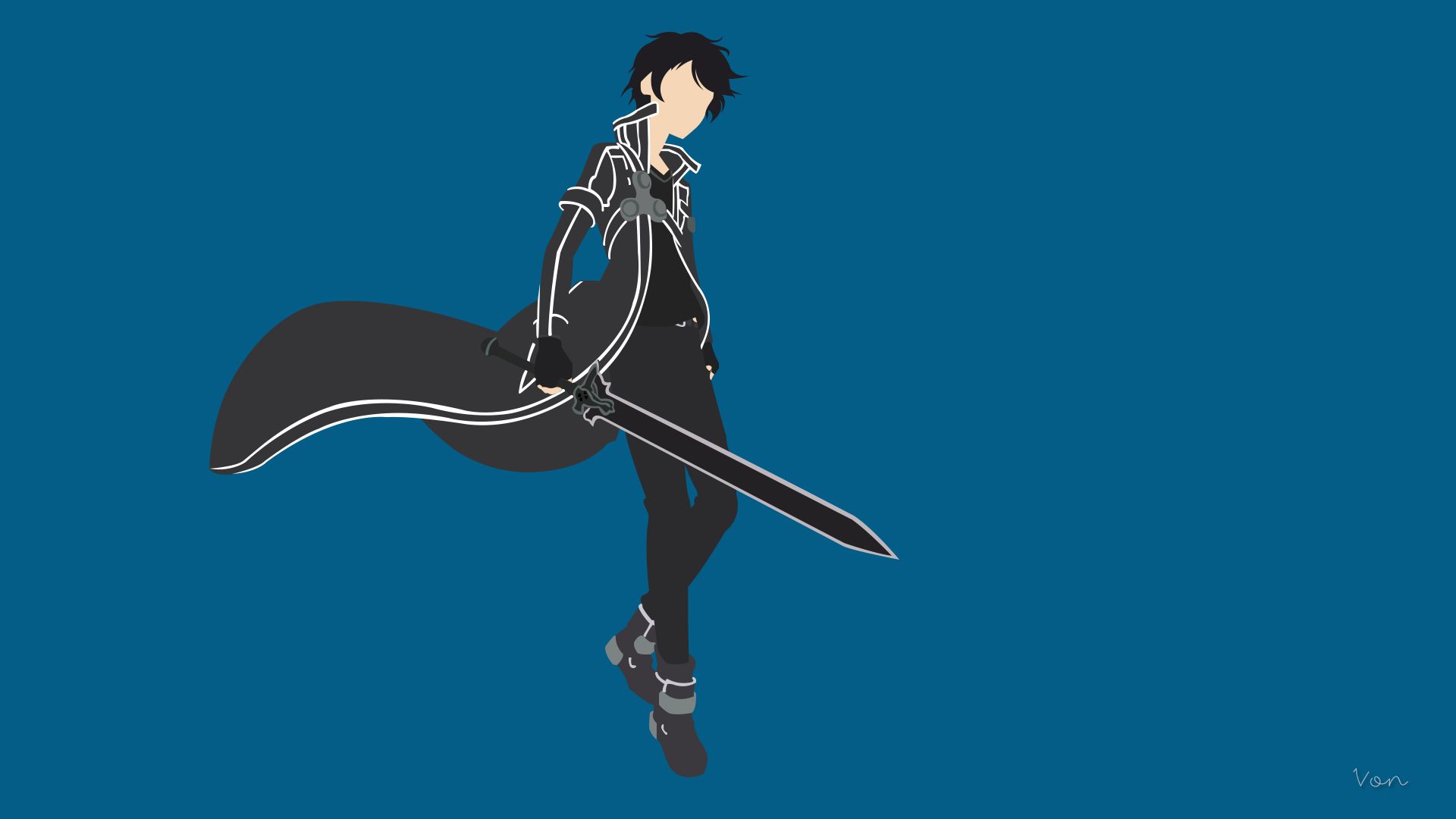 Laden Sie das Minimalistisch, Animes, Sword Art Online, Kirito (Schwertkunst Online), Kazuto Kirigaya-Bild kostenlos auf Ihren PC-Desktop herunter