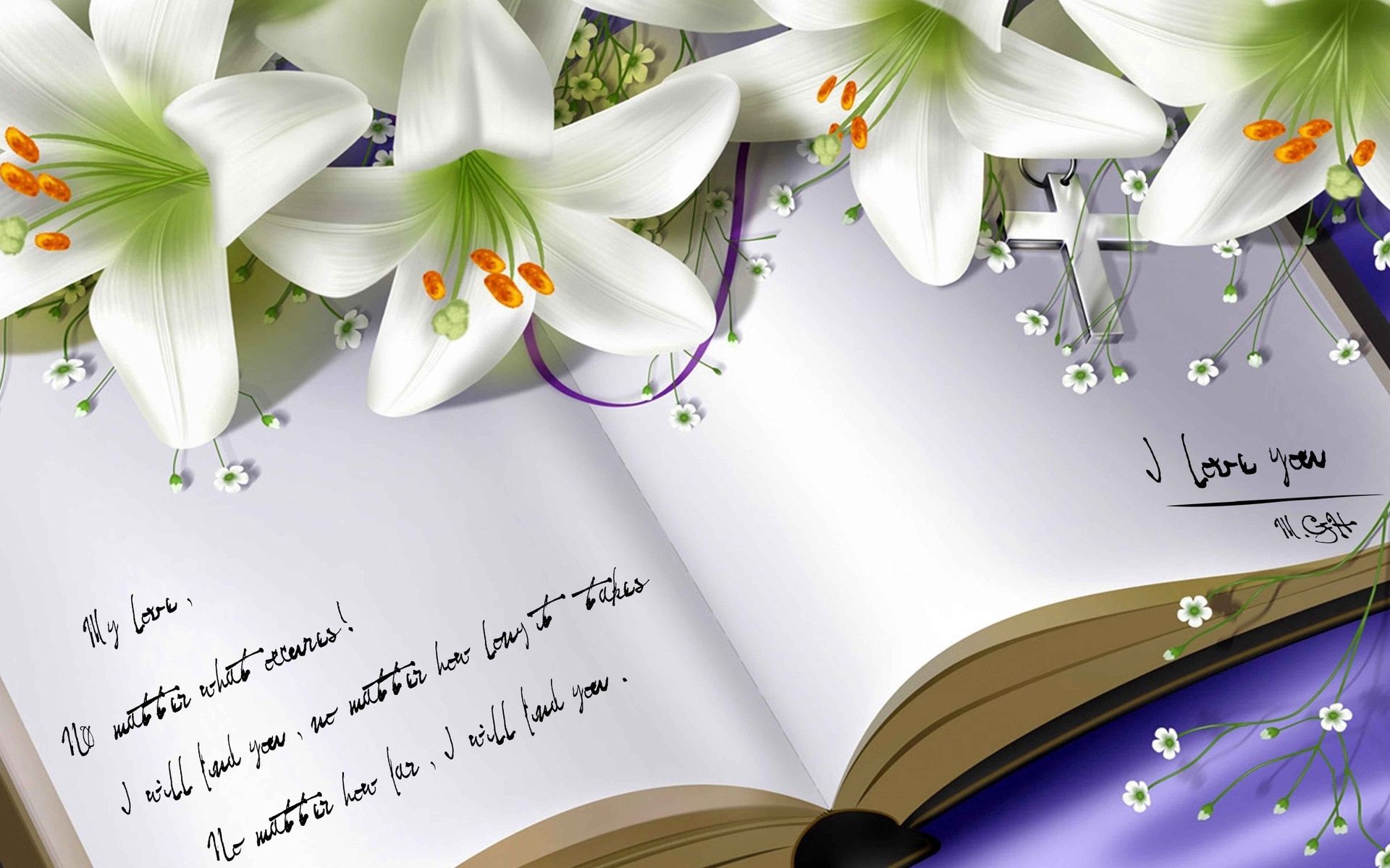 lilies, flowers, miscellanea, miscellaneous, book, notebook