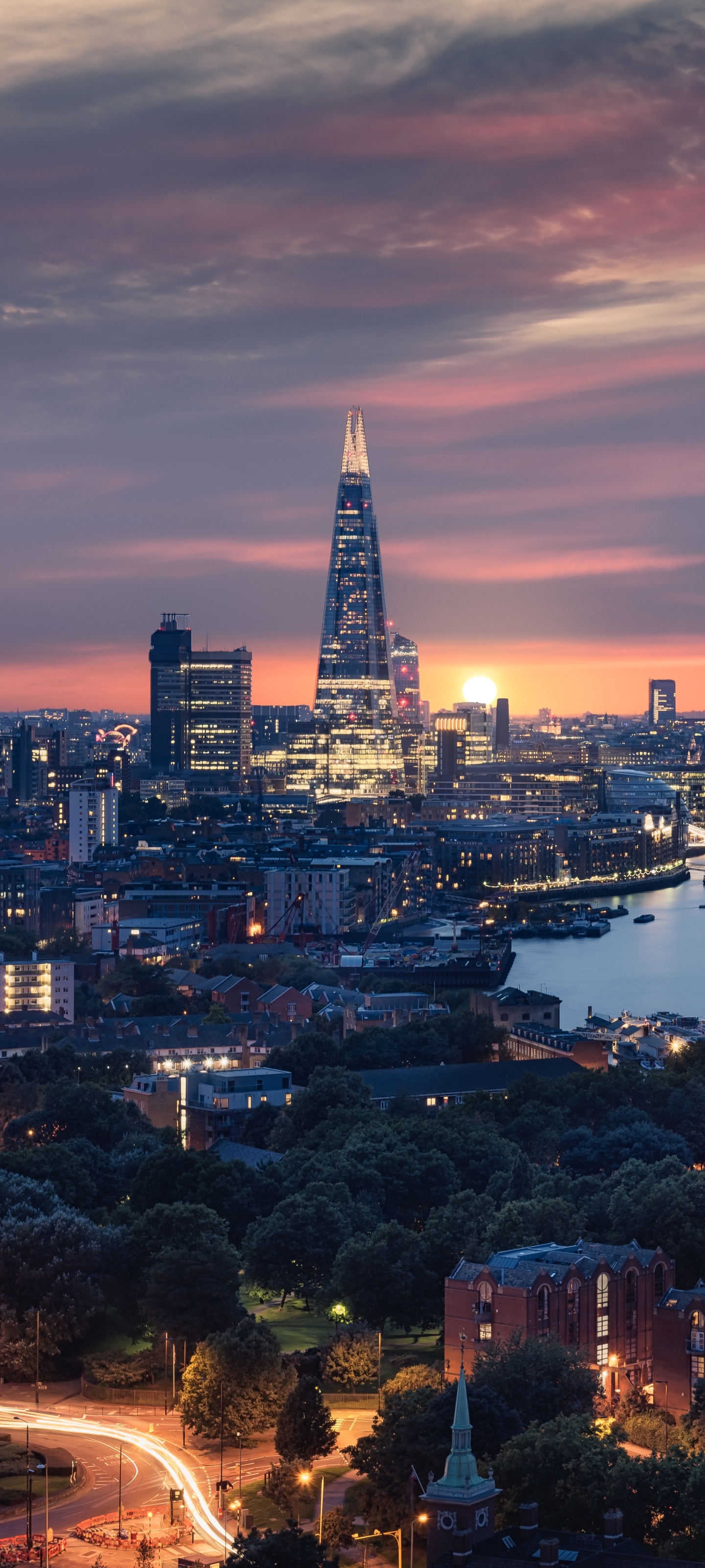 Download mobile wallpaper Cities, Sunset, Night, London, City, Skyscraper, Building, Cityscape, England, Man Made for free.