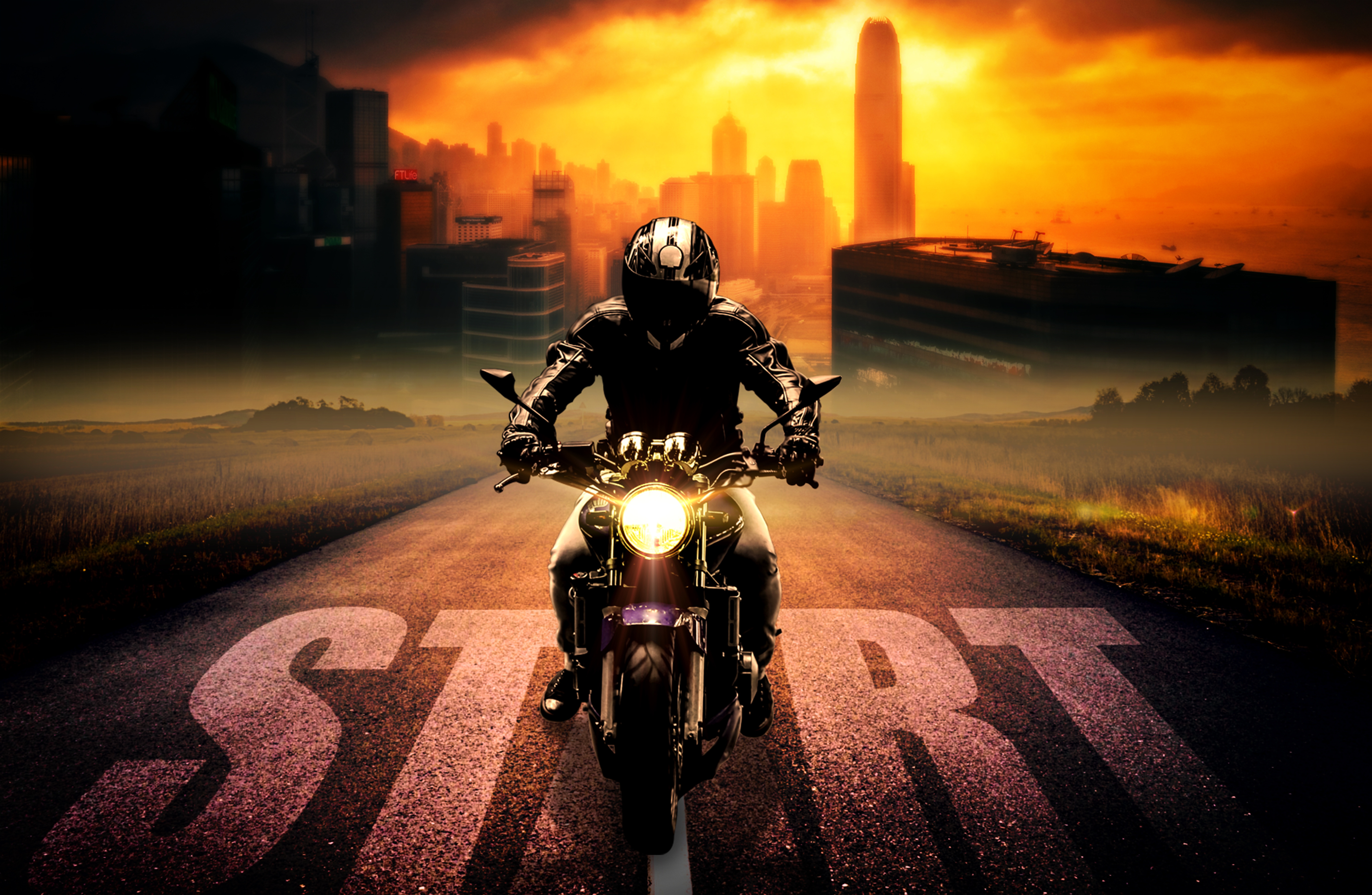 135510 descargar fondo de pantalla motocicletas, motociclista, motocicleta, bicicleta, photoshop, ciclista: protectores de pantalla e imágenes gratis