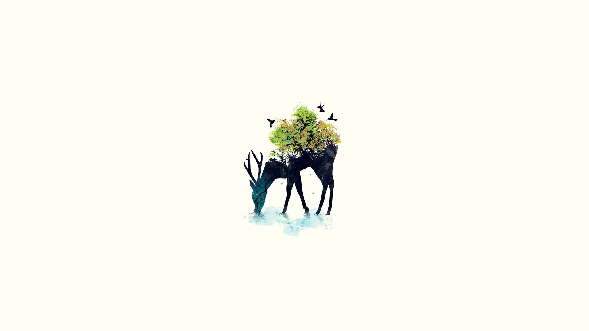minimalism, vector, nature, background, deer