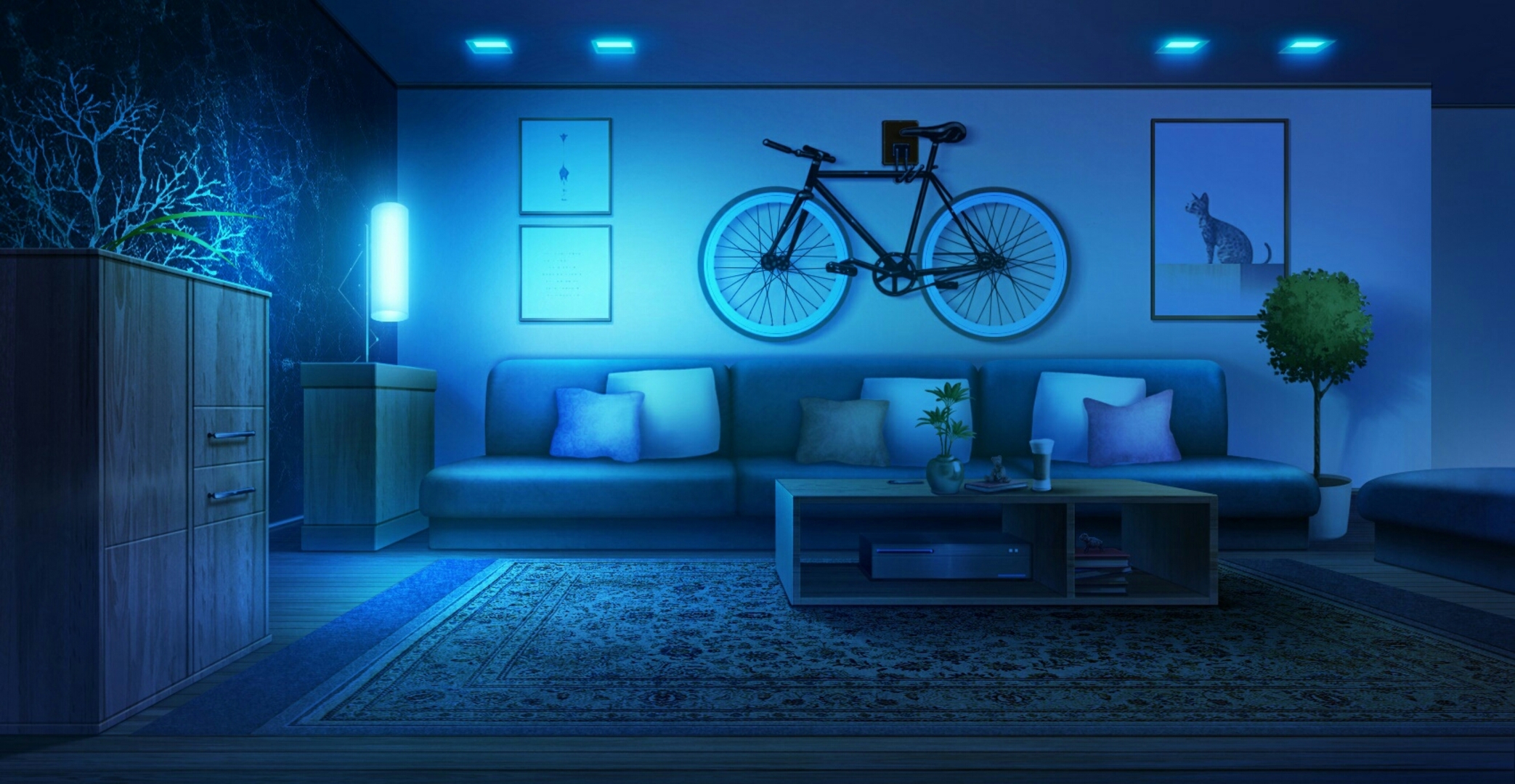 Handy-Wallpaper Licht, Zimmer, Fahrrad, Animes kostenlos herunterladen.