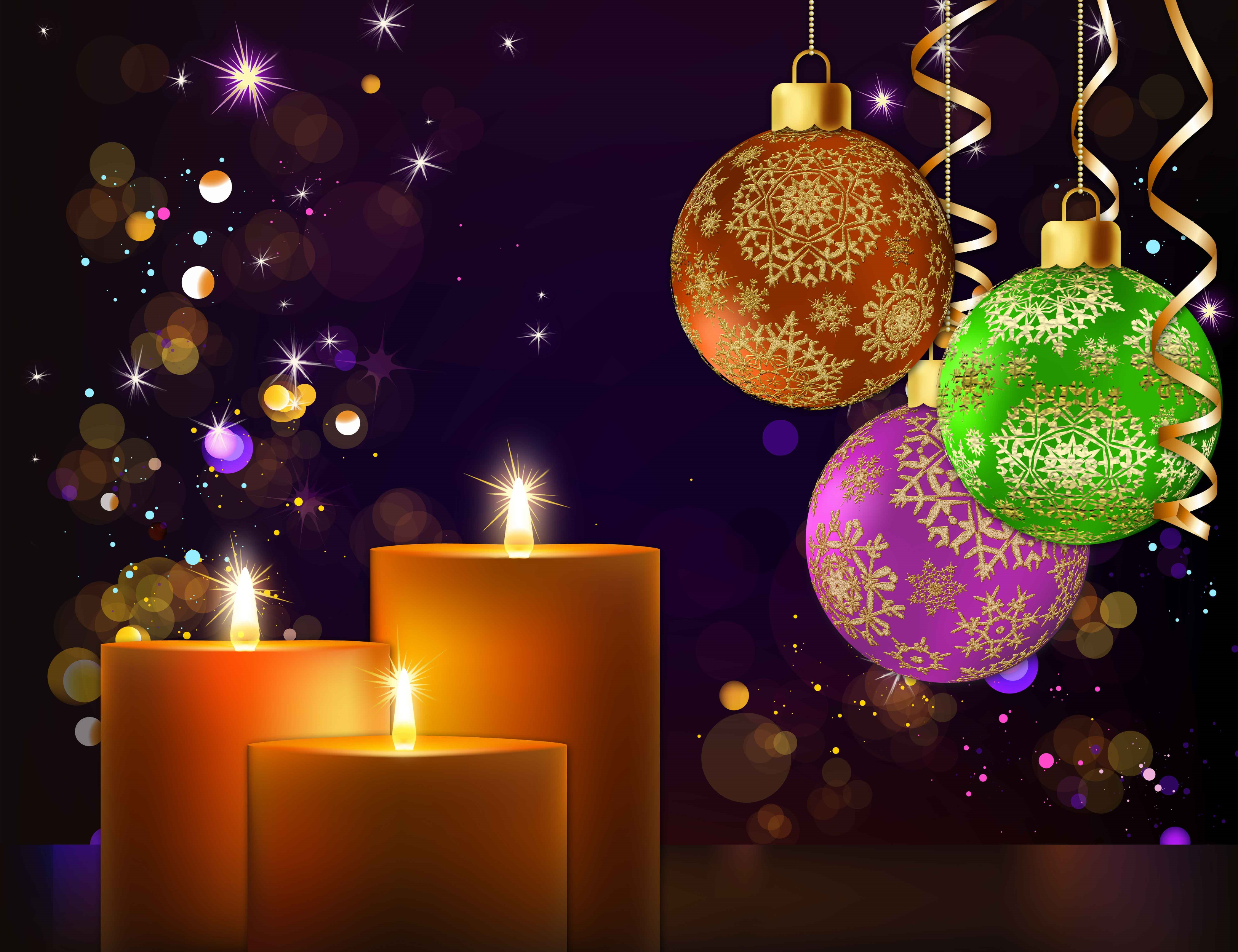 Baixar papel de parede para celular de Natal, Colorido, Vela, Brilhos, Enfeites De Natal, Feriados gratuito.