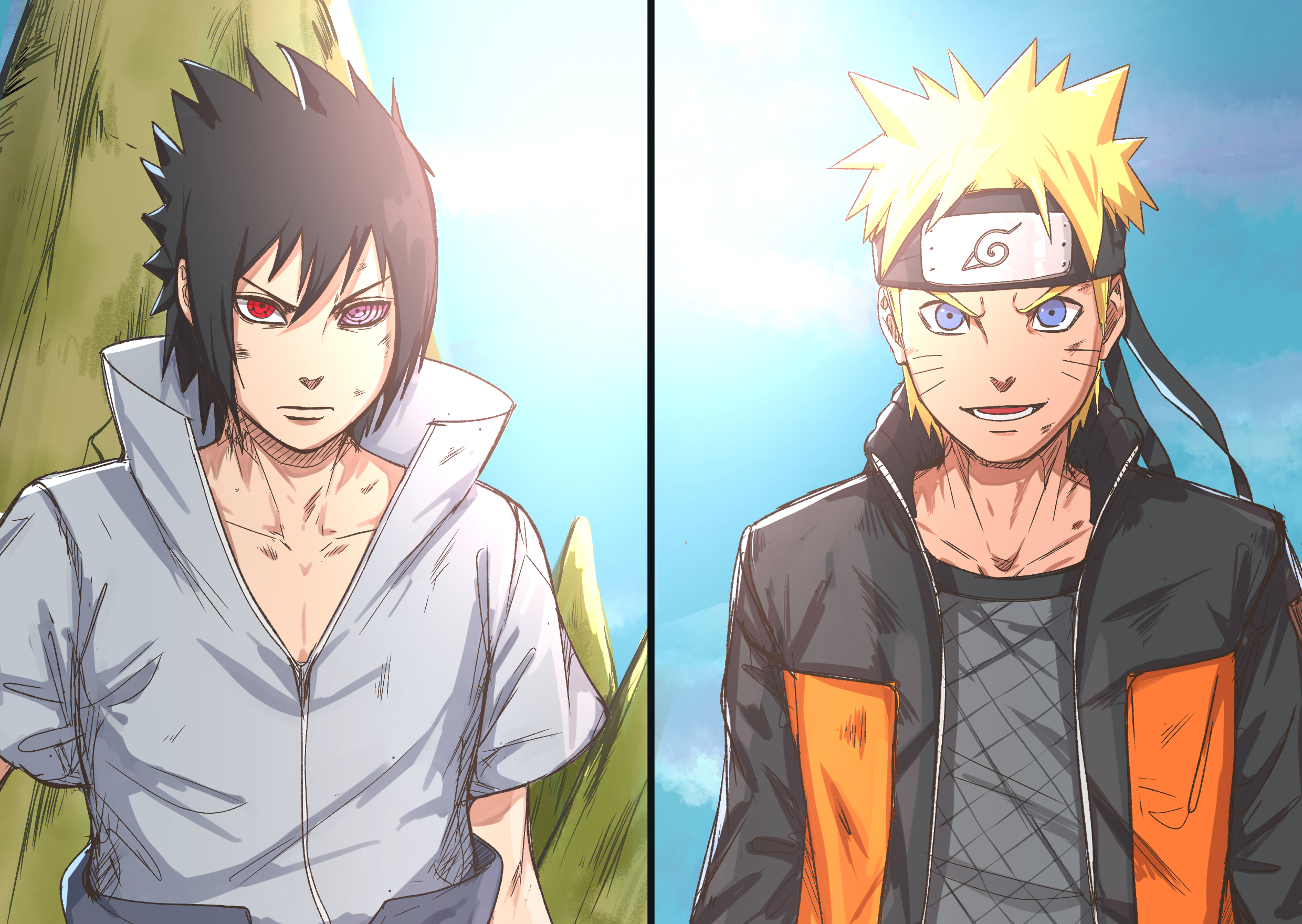 Free download wallpaper Anime, Naruto, Sasuke Uchiha, Naruto Uzumaki on your PC desktop