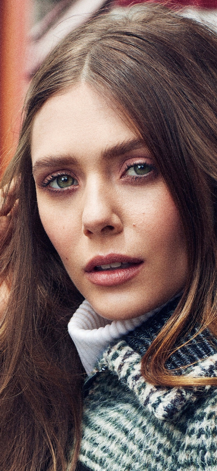 Download mobile wallpaper Face, Brunette, Green Eyes, American, Celebrity, Actress, Elizabeth Olsen for free.