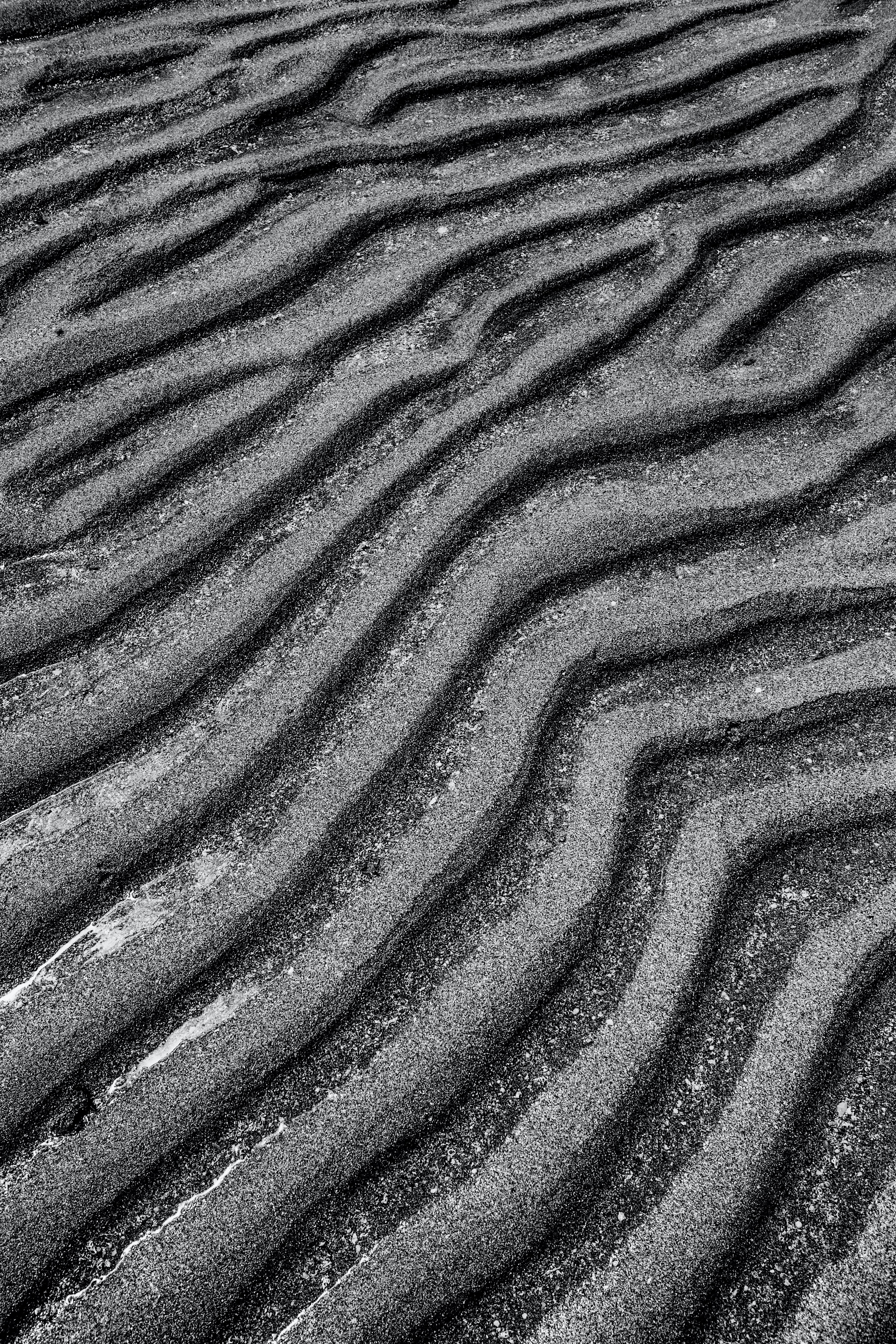 Download mobile wallpaper Waves, Sand, Chb, Grey, Bw, Surface, Texture, Textures for free.