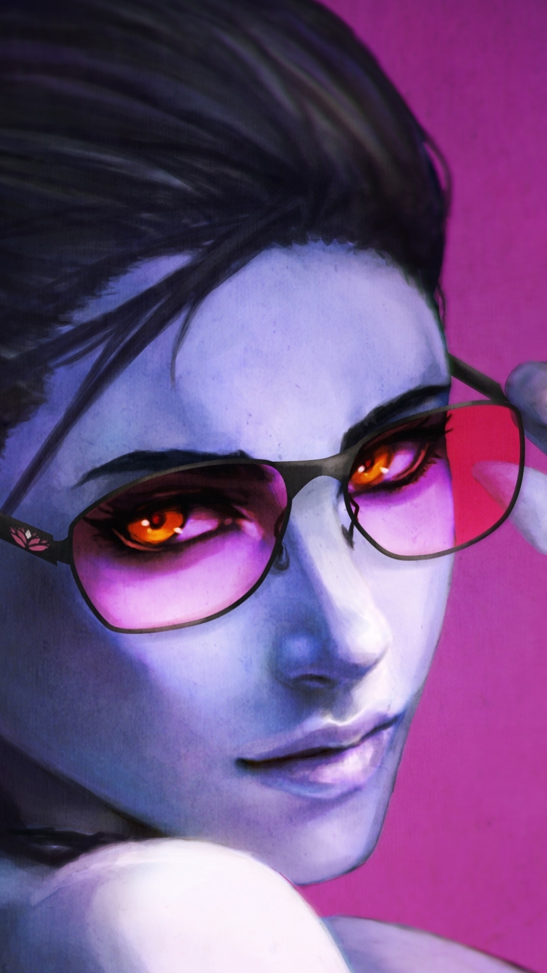 Download mobile wallpaper Face, Sunglasses, Overwatch, Video Game, Orange Eyes, Widowmaker (Overwatch) for free.