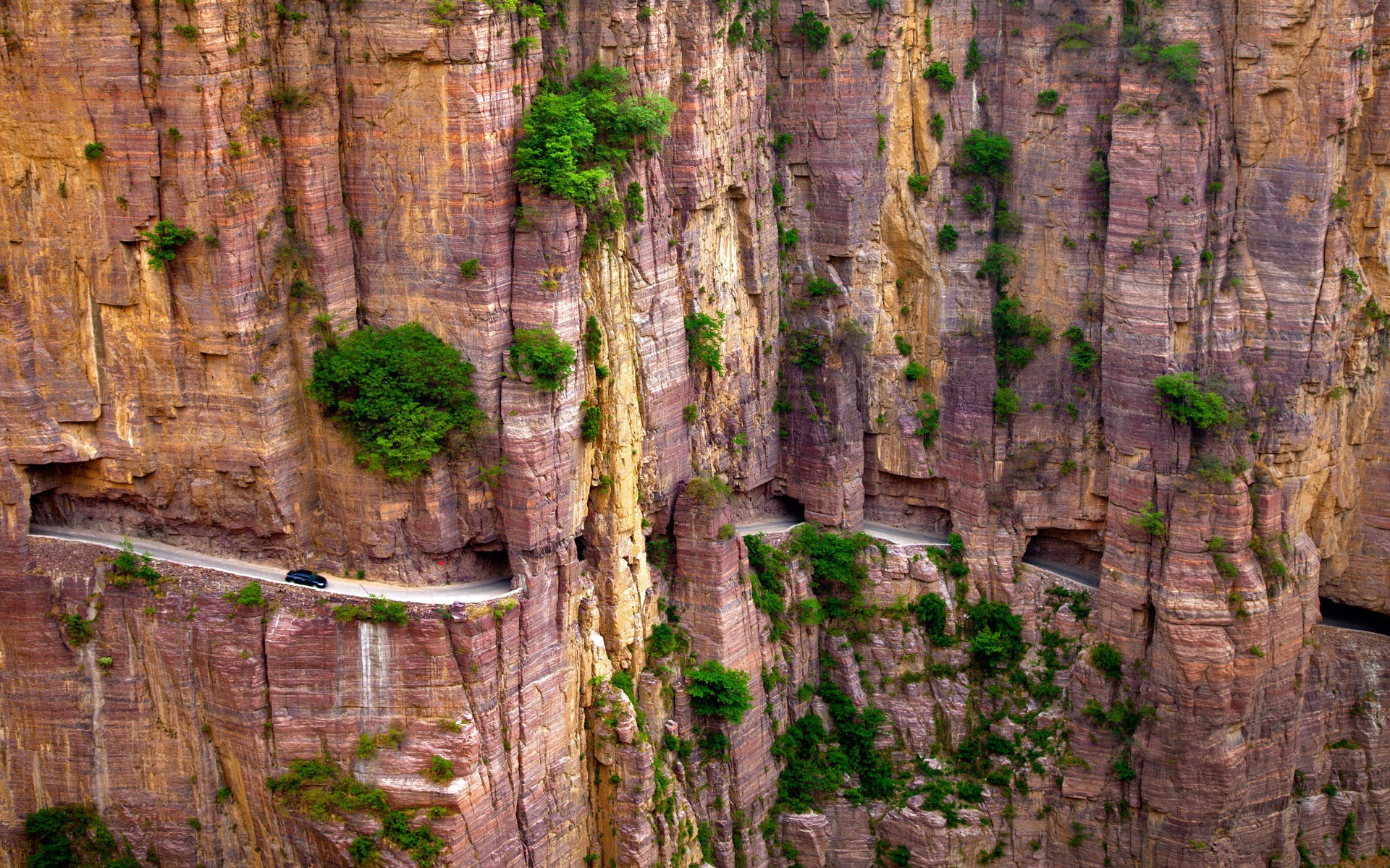 Free download wallpaper Mountain, Road, Tunnel, China, Man Made on your PC desktop