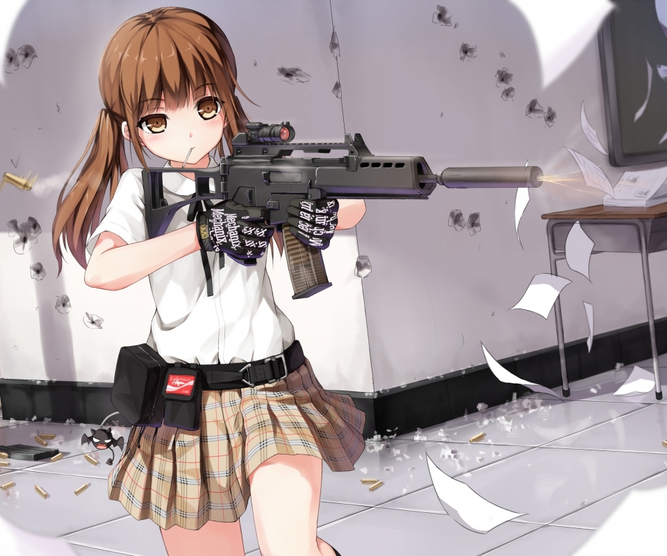 Baixe gratuitamente a imagem Anime, Garota, Pistola, Rifle na área de trabalho do seu PC