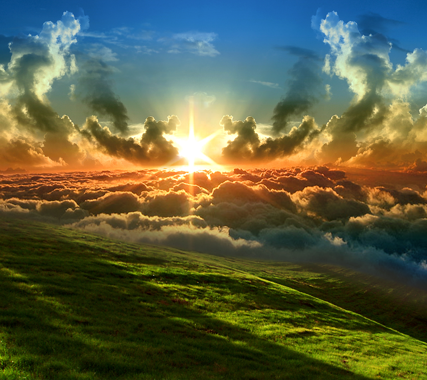 Download mobile wallpaper Sunset, Grass, Sky, Sun, Earth, Cloud for free.