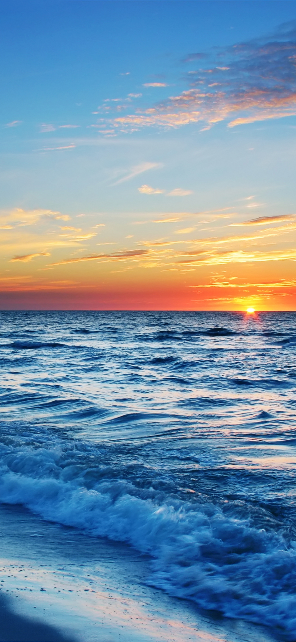 無料モバイル壁紙自然, 日没, 波, 海洋, 地球, 空をダウンロードします。