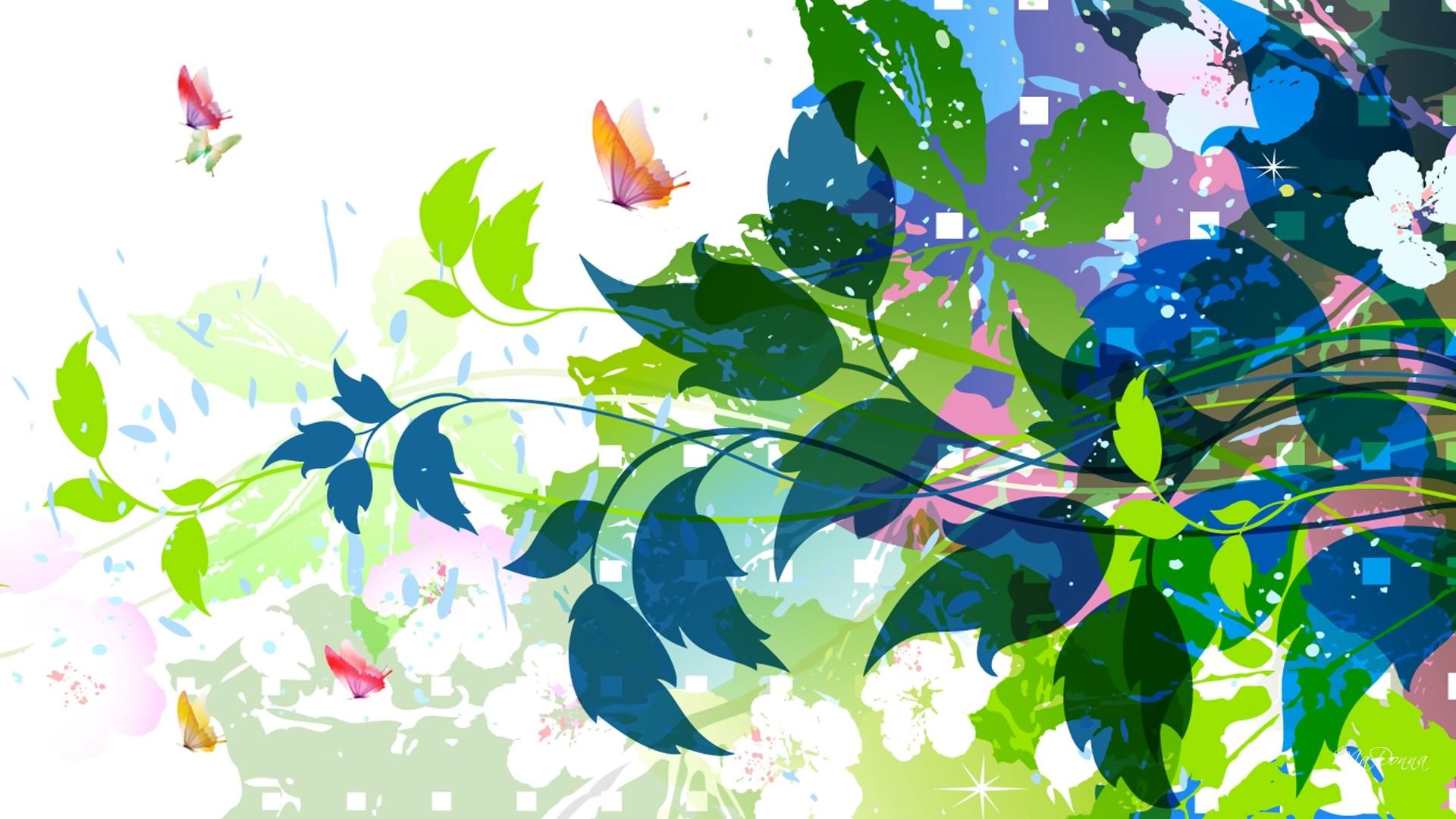 Download mobile wallpaper Leaf, Collage, Butterfly, Spring, Artistic for free.