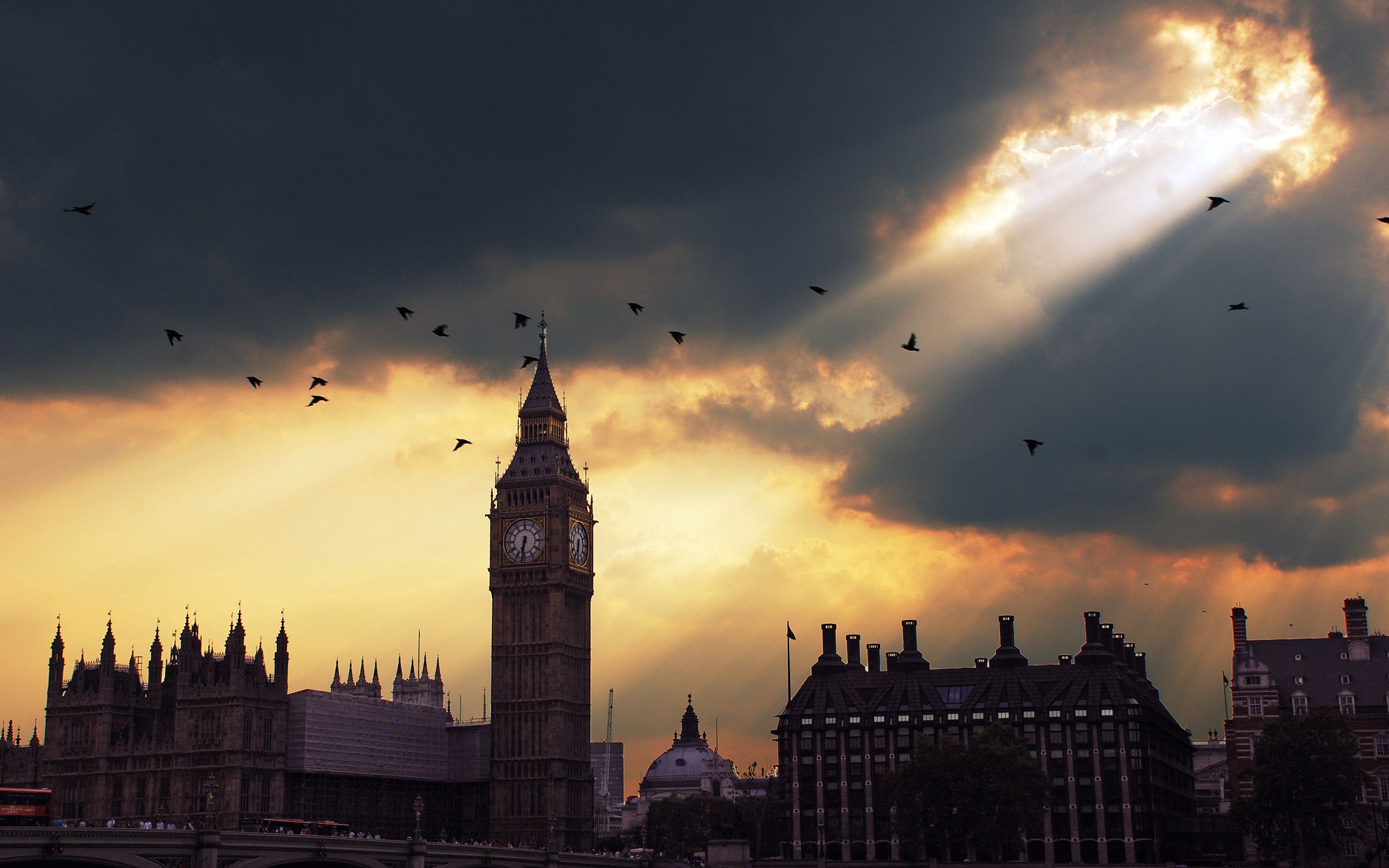 76500 скачать картинку лондон, города, закат, небо, биг бен (big ben), тень - обои и заставки бесплатно