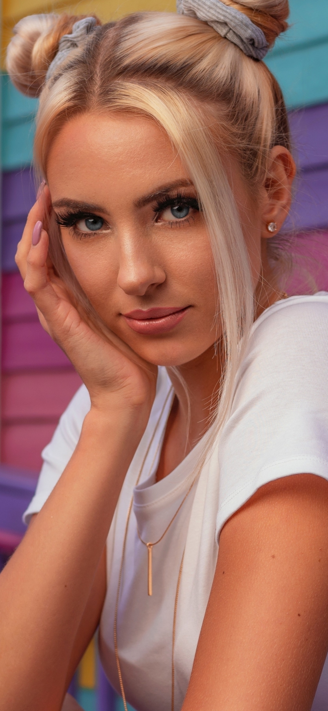 Handy-Wallpaper Blond, Modell, Frauen, Blaue Augen, Blondinen kostenlos herunterladen.