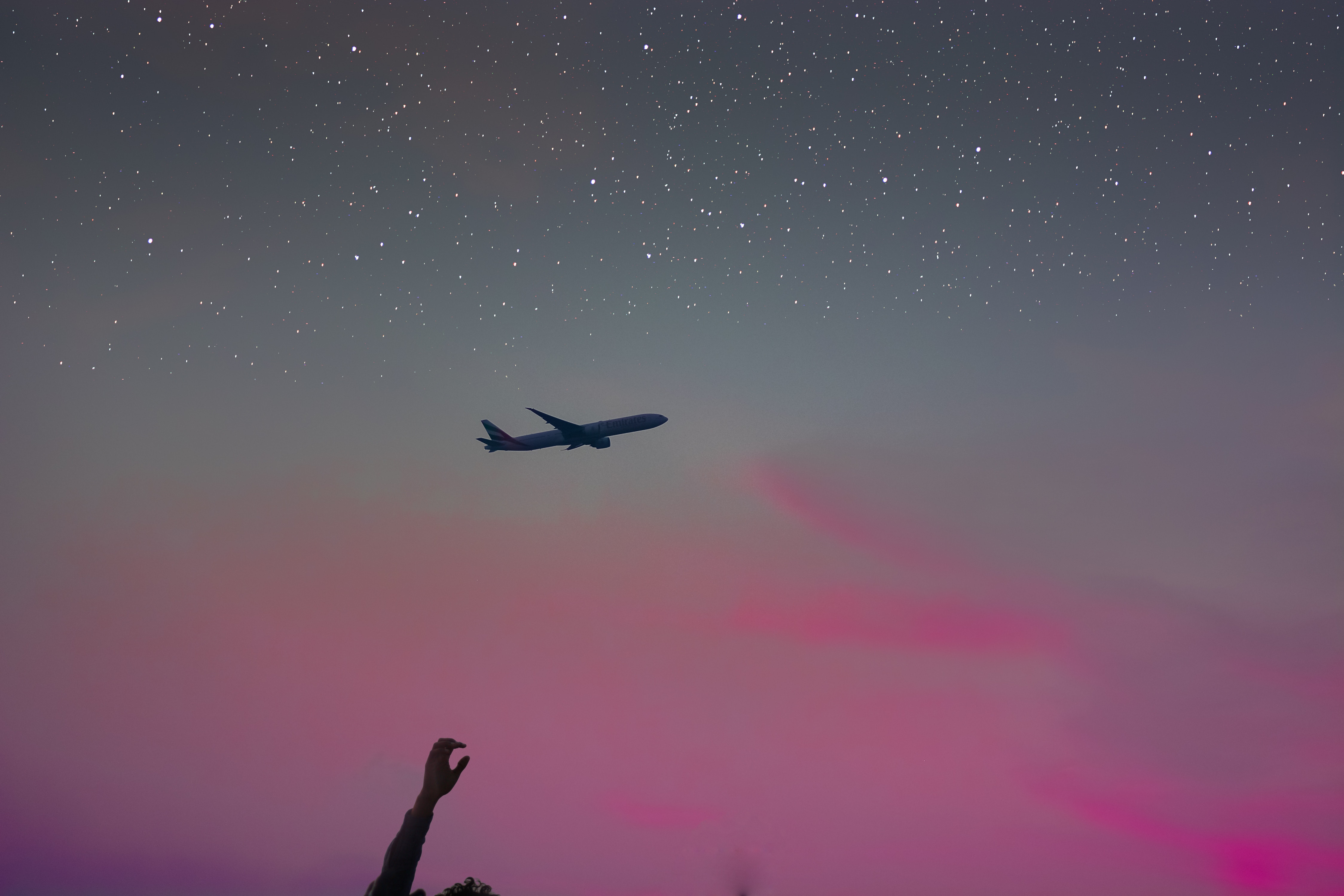 airplane, plane, inspiration, miscellaneous, sky, stars, hand, miscellanea, flight HD wallpaper