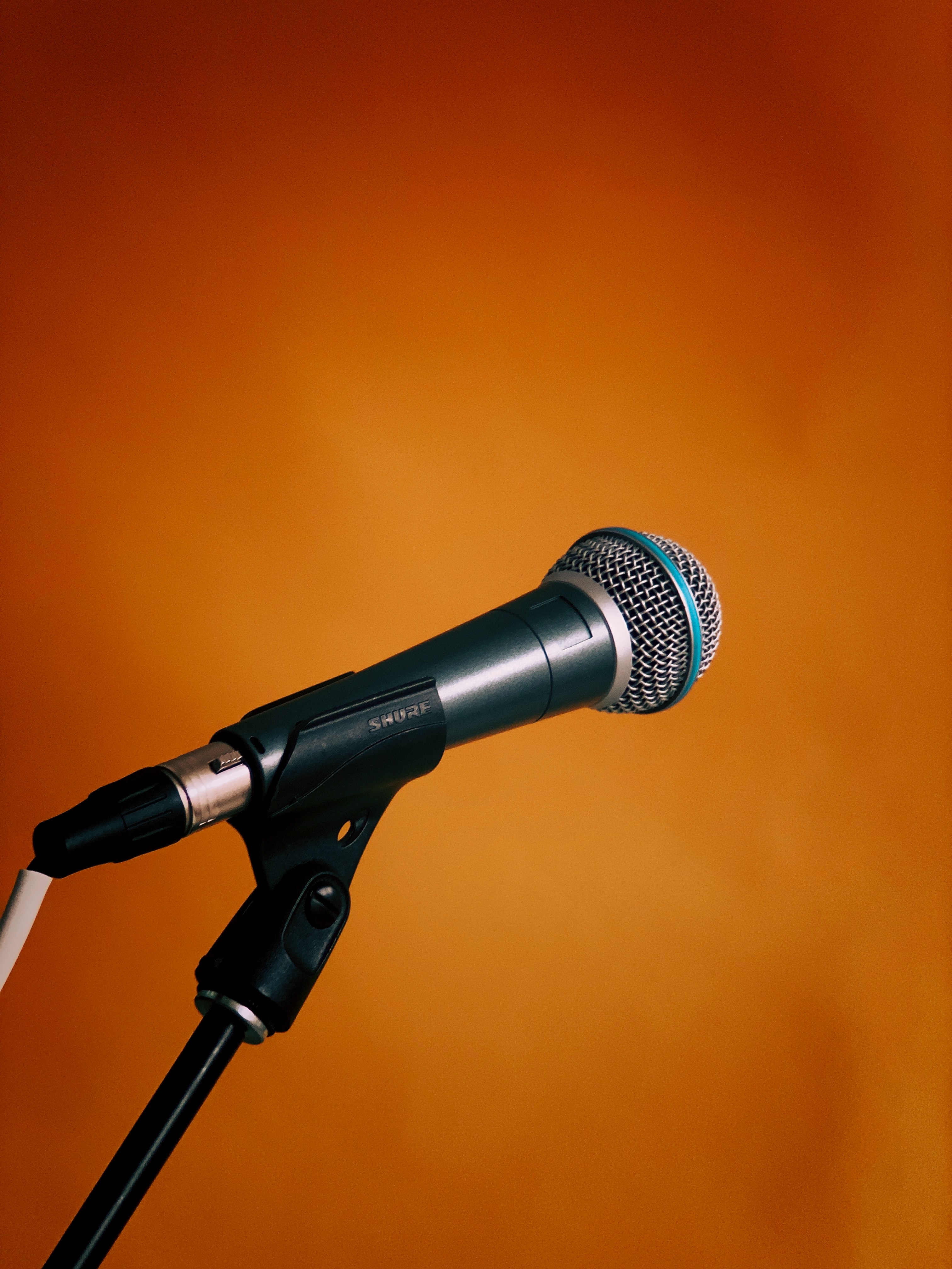 music, microphone, orange wallpaper for mobile