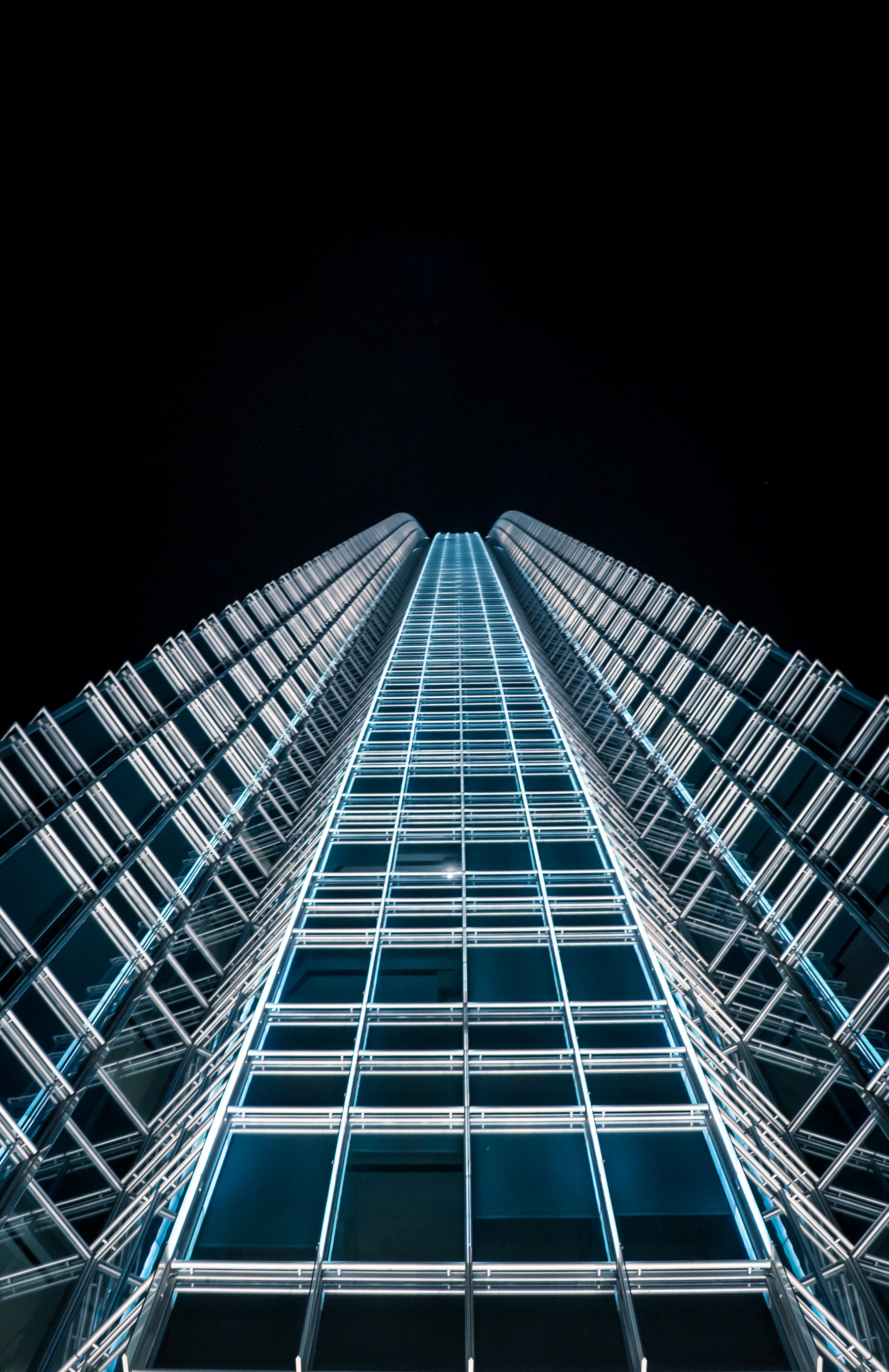 Download mobile wallpaper Tower, Illumination, Building, Architecture, Backlight, Night, Minimalism for free.