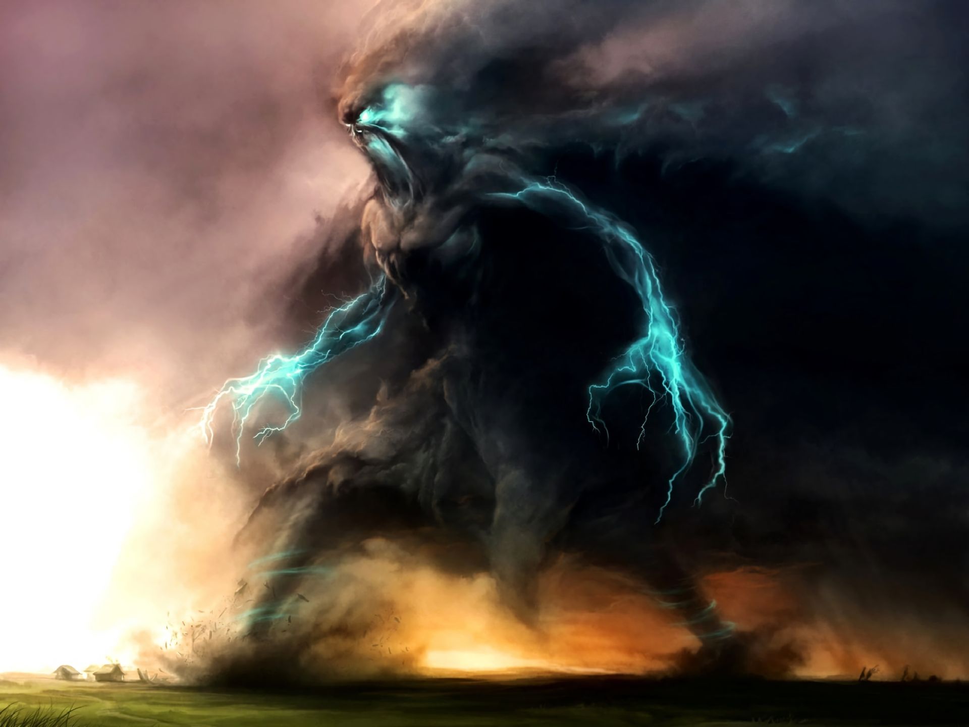 Download mobile wallpaper Lightning, Dark, Cloud, Monster for free.