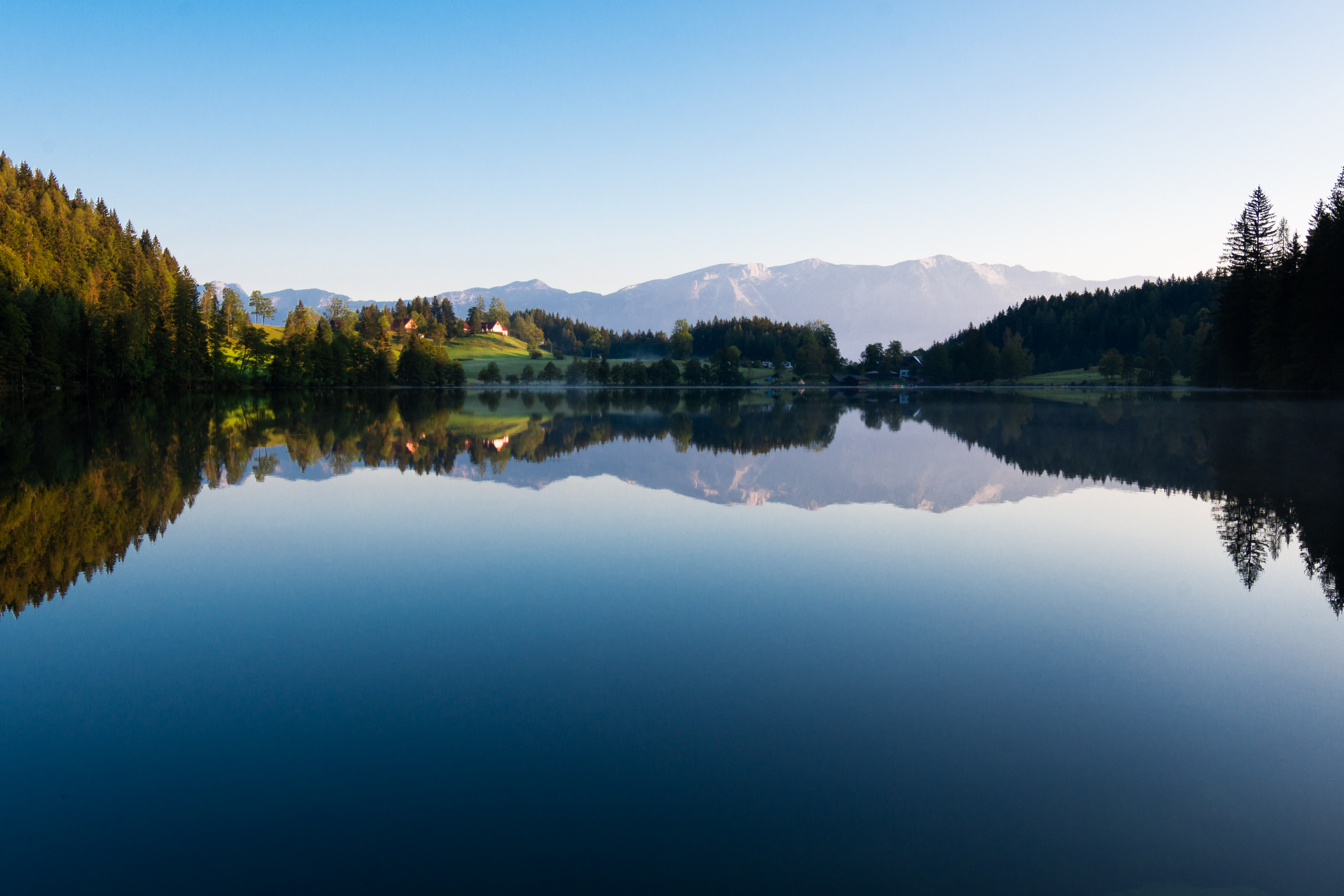 Free download wallpaper Nature, Trees, Sky, Lake, Reflection, Fir, Spruce on your PC desktop