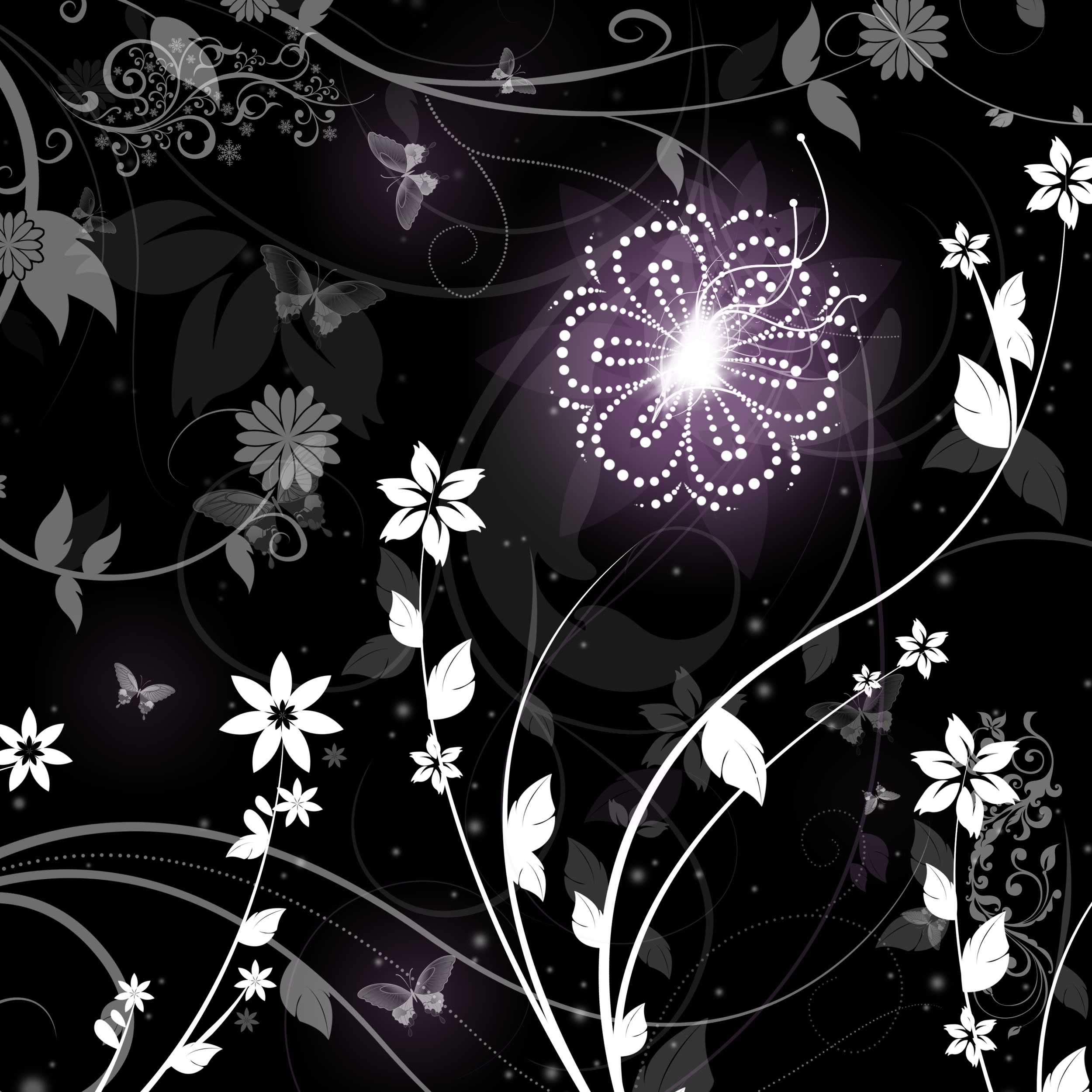 Download mobile wallpaper Patterns, Flowers, Shine, Brilliance, Vector for free.