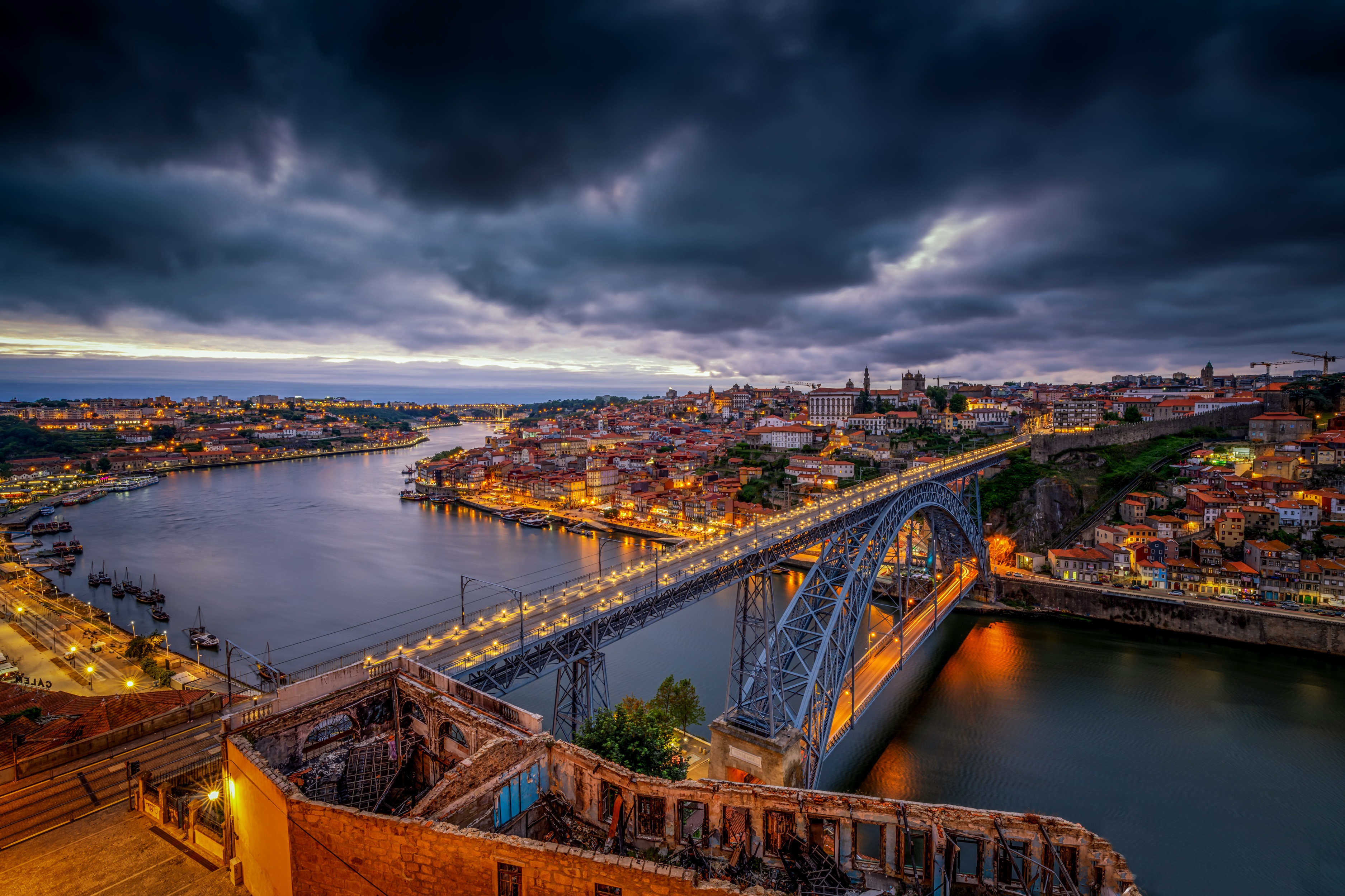 無料モバイル壁紙都市, 川, 橋, 街, ポルトガル, ポルト, マンメイド, ルイス1世橋をダウンロードします。