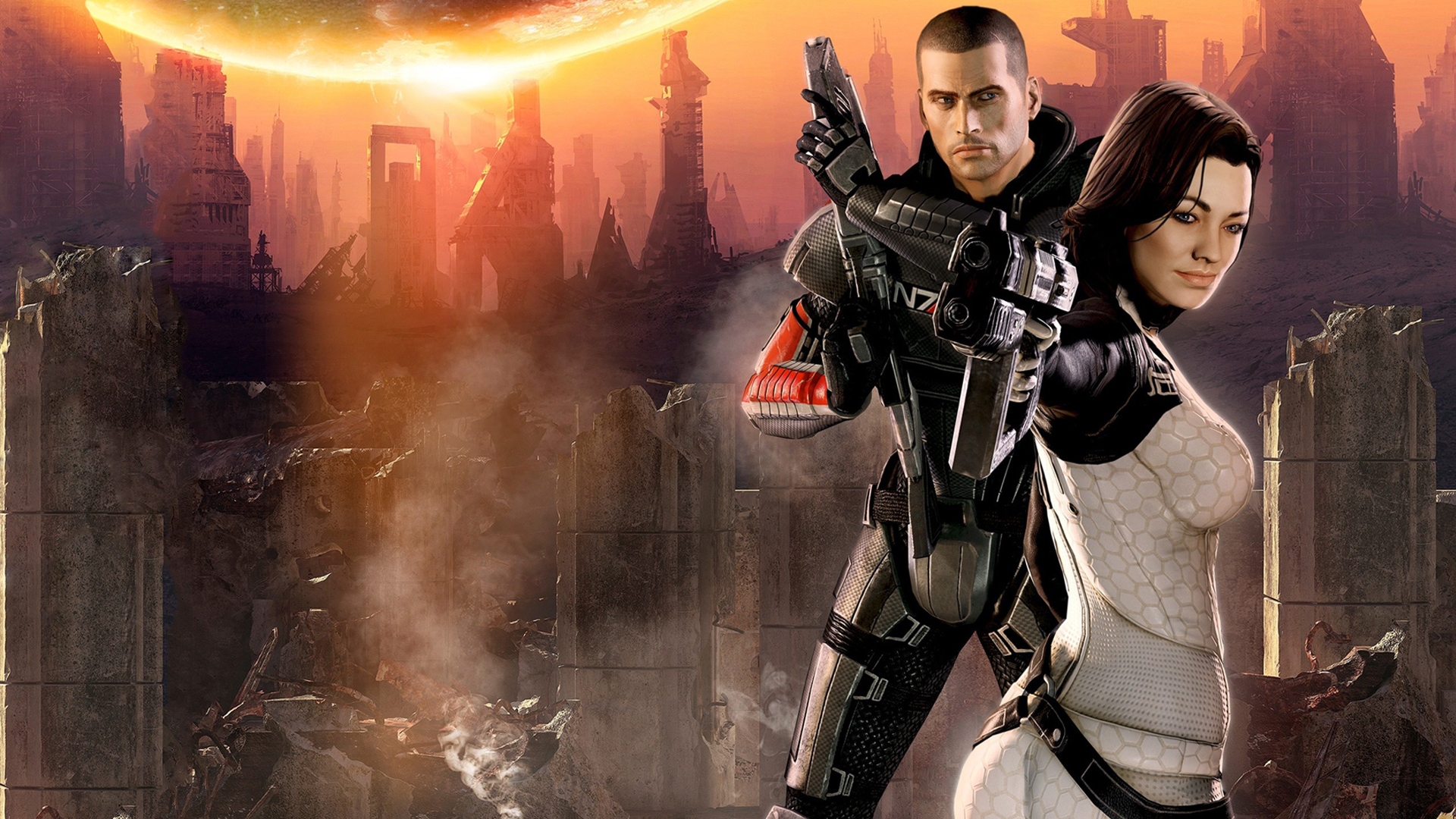 Baixar papel de parede para celular de Comandante Shepard, Miranda Lawson, Mass Effect 2, Mass Effect, Videogame gratuito.