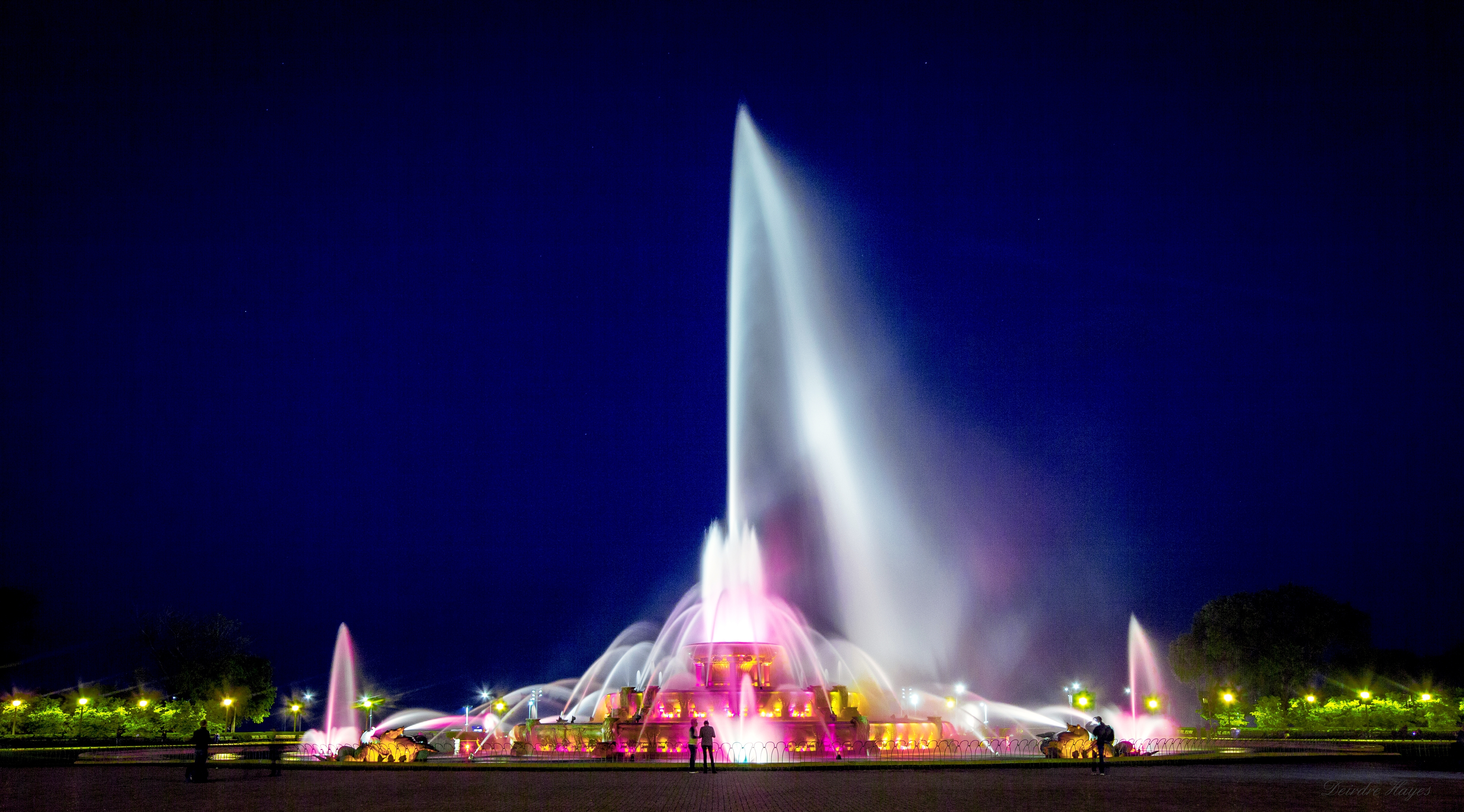 Free download wallpaper Night, Fountain, Light, Man Made on your PC desktop