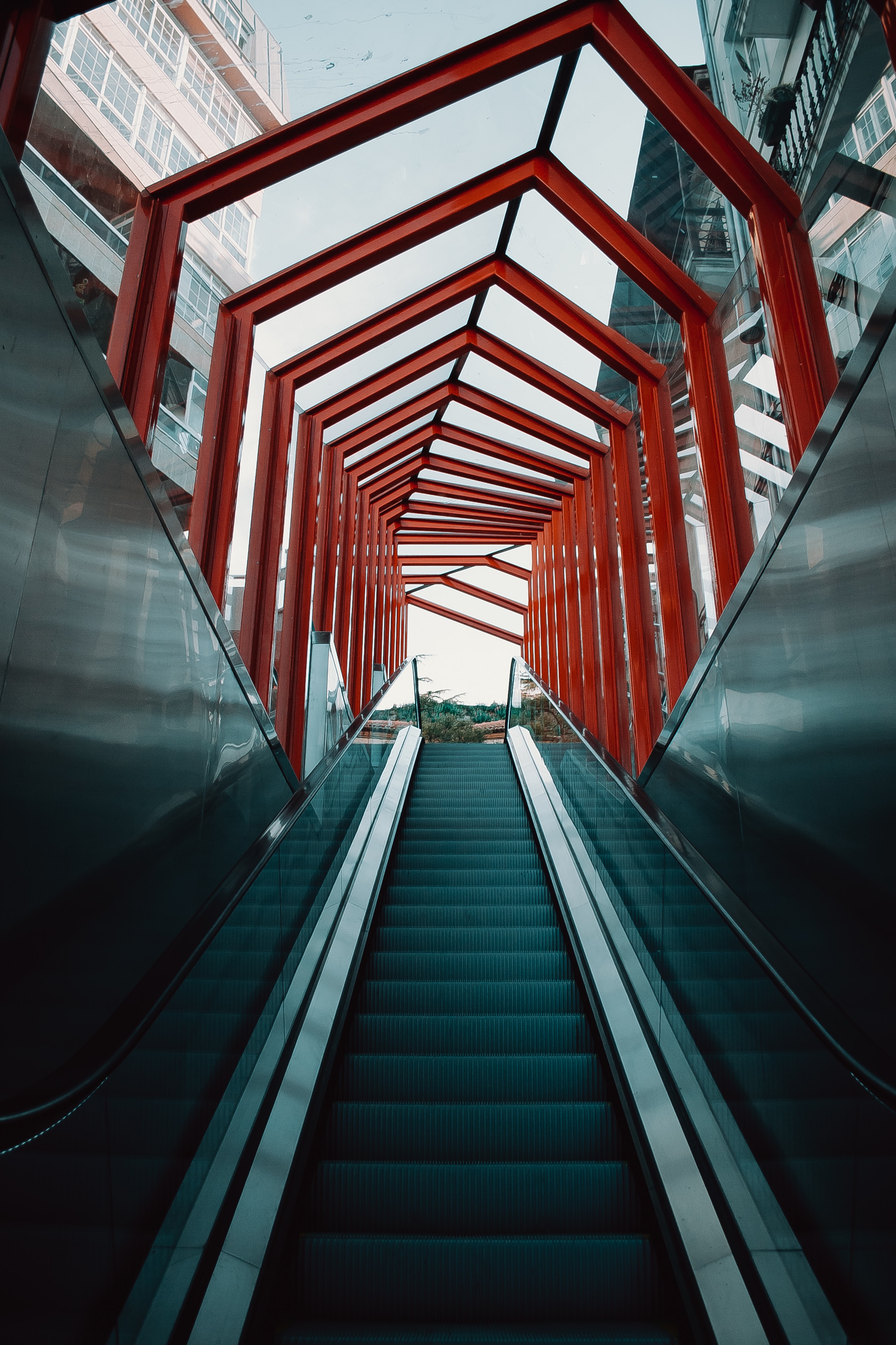 Download mobile wallpaper Ladder, Tunnel, Escalator, Cities, Stairs, Architecture for free.