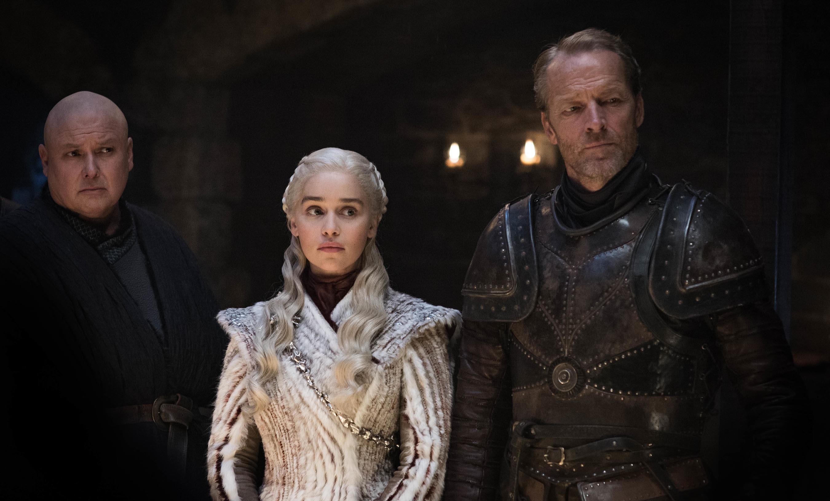 Handy-Wallpaper Fernsehserien, Game Of Thrones: Das Lied Von Eis Und Feuer, Daenerys Targaryen, Jorah Mormont, Lord Varys kostenlos herunterladen.